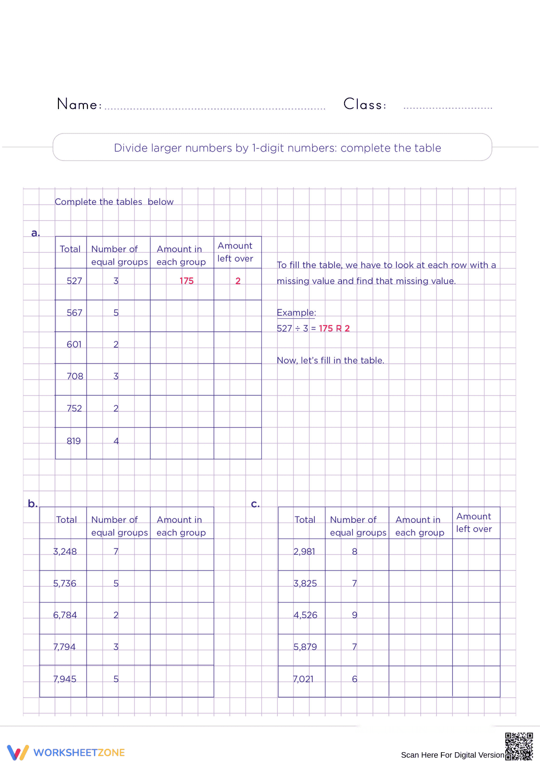 Division with Remainders Worksheet | Grade 4 Essential Math - Page 1