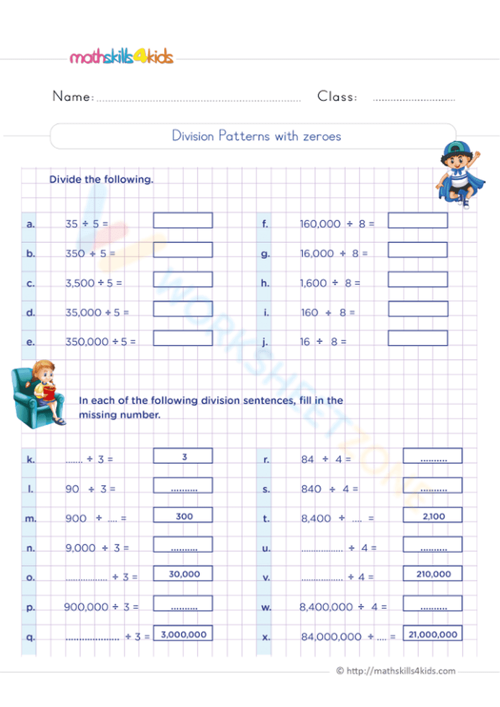 Division patterns with zeroes - Page 1