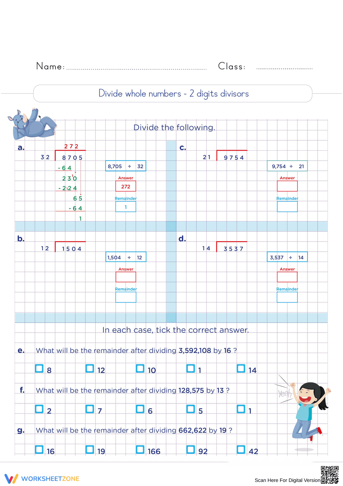 Printable Long Division Worksheet | Grade 5 Math - Page 1