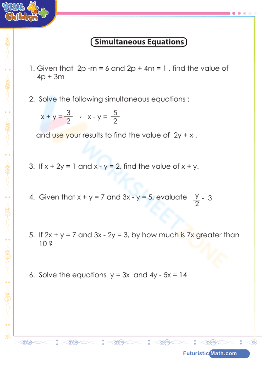 Simultaneous equations - Page 1