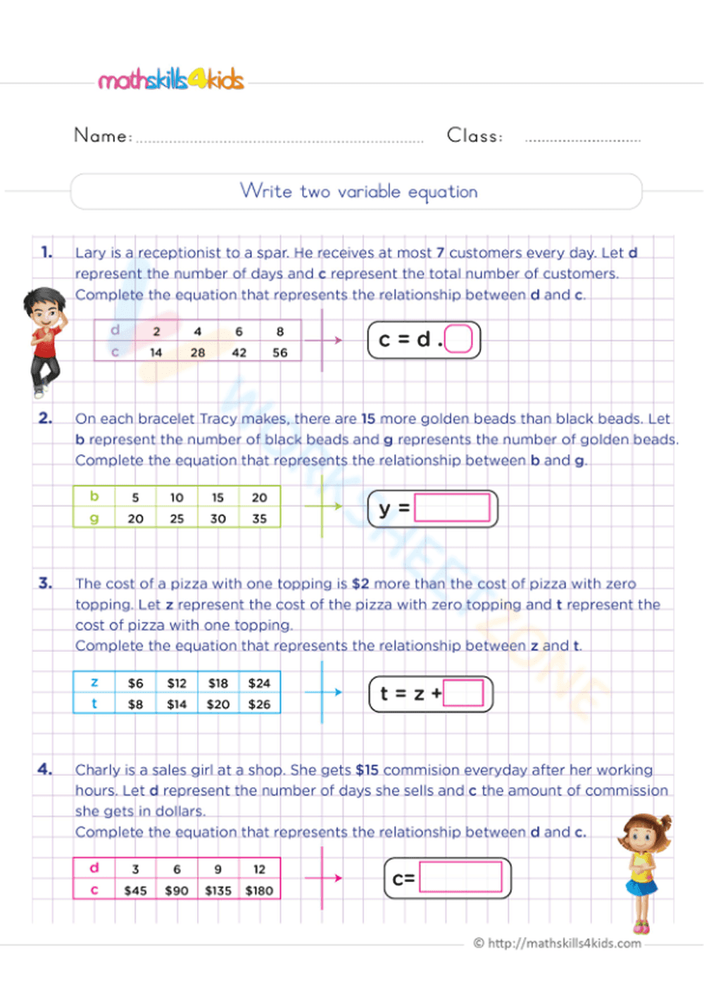 Write two-variable equation - Page 1