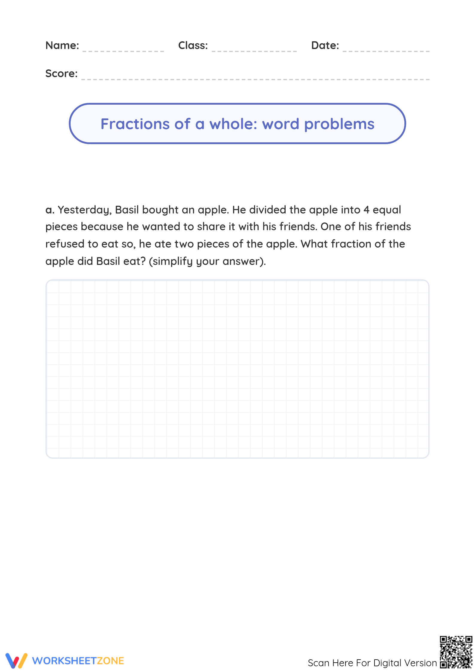 Grade 5 Fractions — Printable No-Prep Word Problems - Page 1