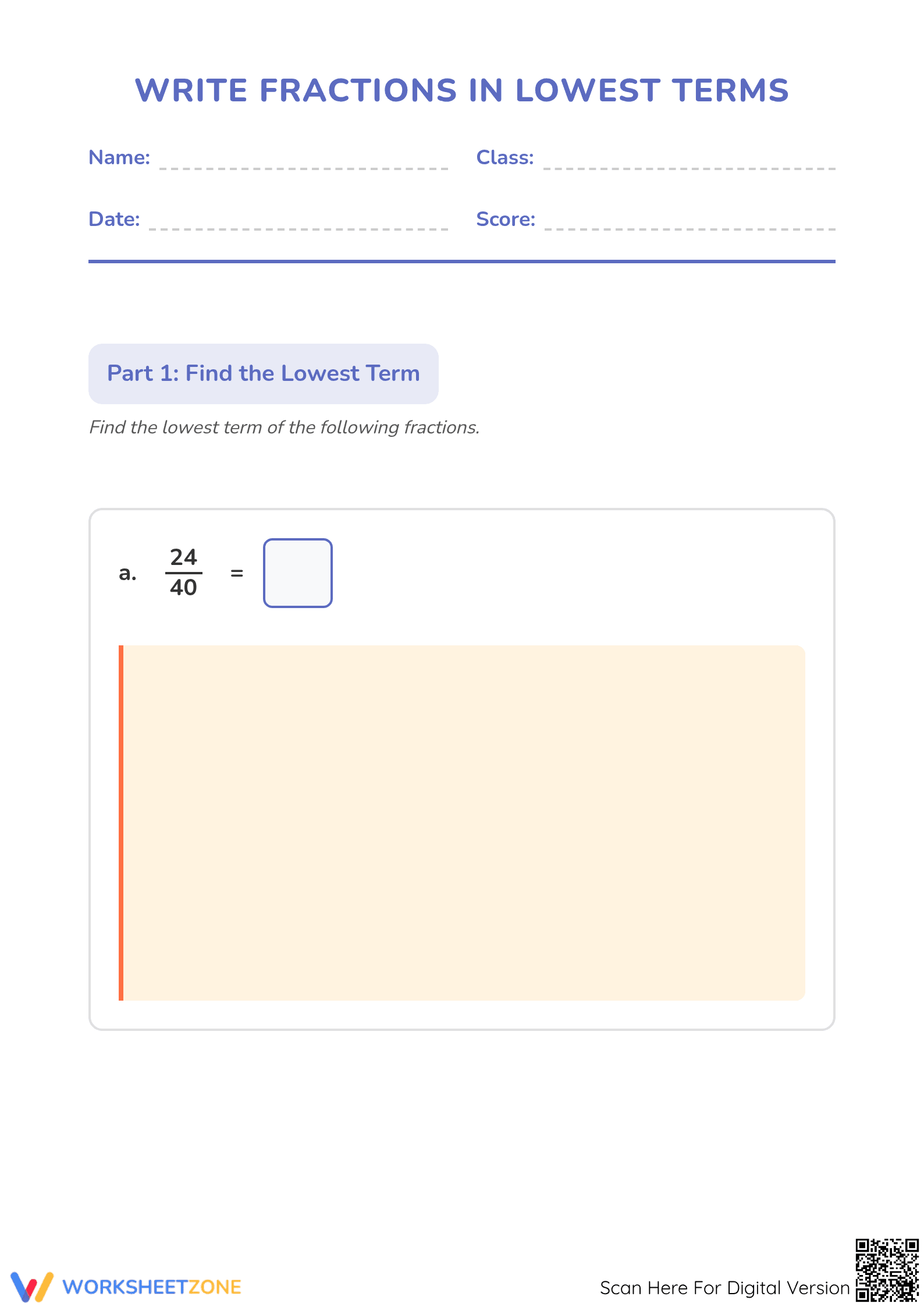 Simplifying Fractions Worksheet | Grade 4 Essential Math - Page 1