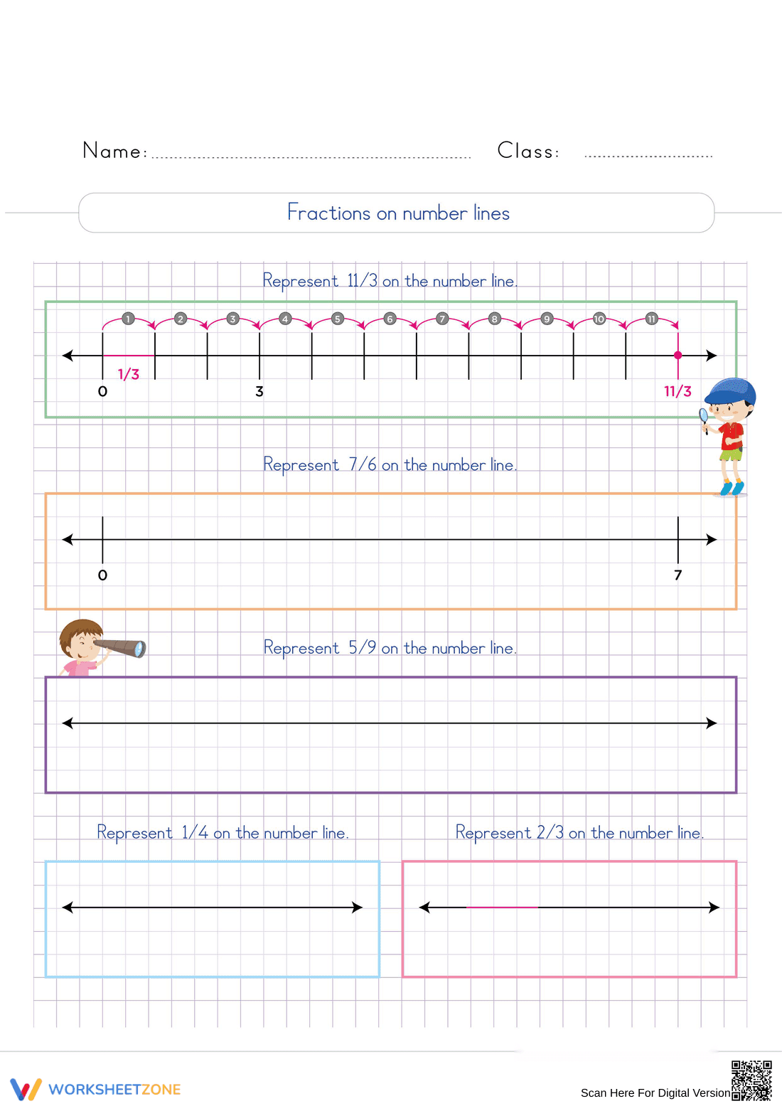 Grade 3 Fractions — Printable No-Prep Worksheet - Page 1