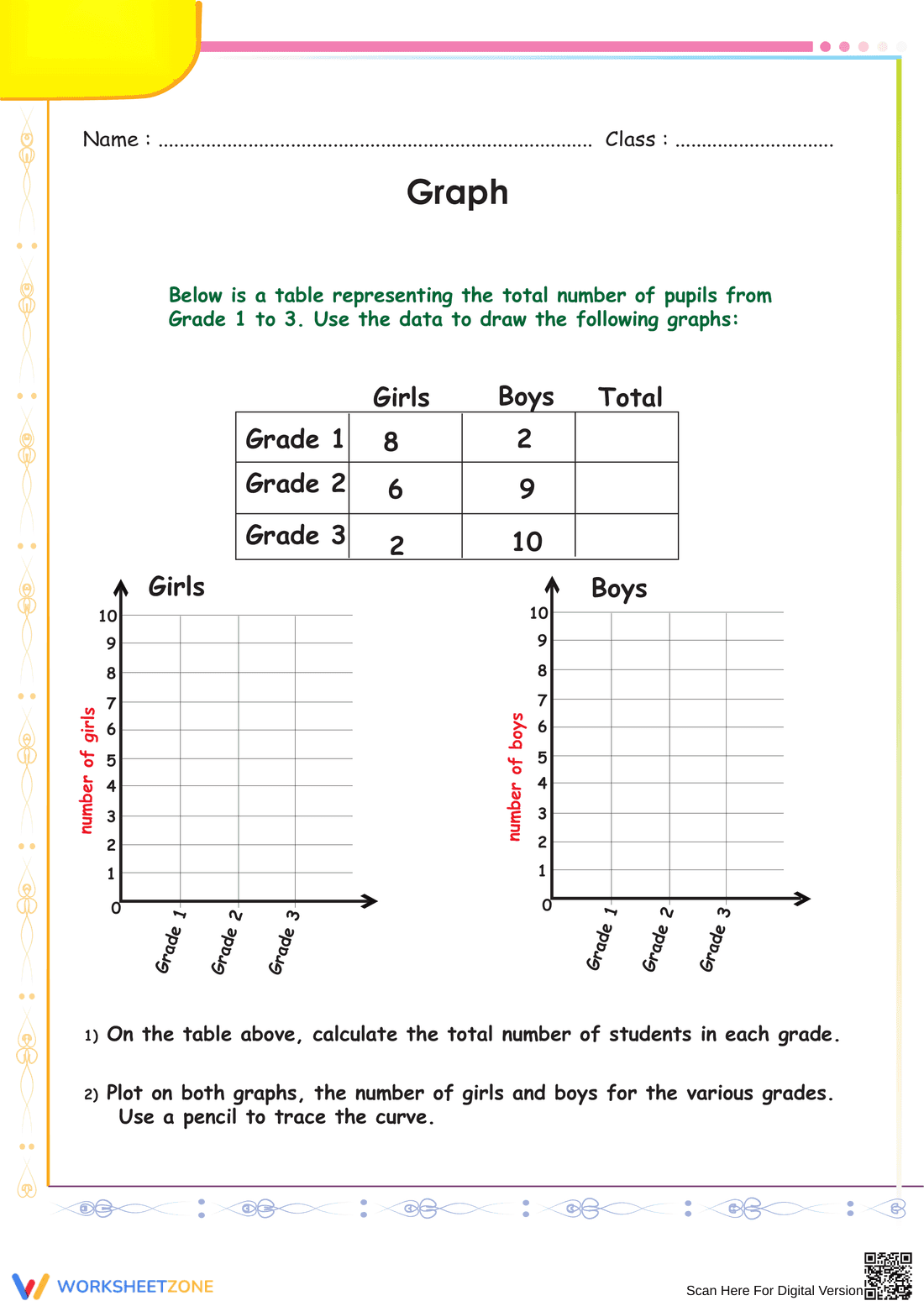 Grade 3 Graphing — Printable No-Prep Worksheet - Page 1