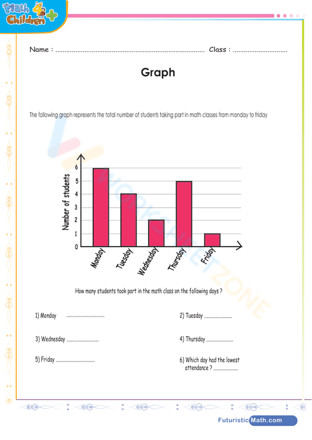 Grade 2 Bar Graphs — Printable No-Prep Worksheet - Page 1