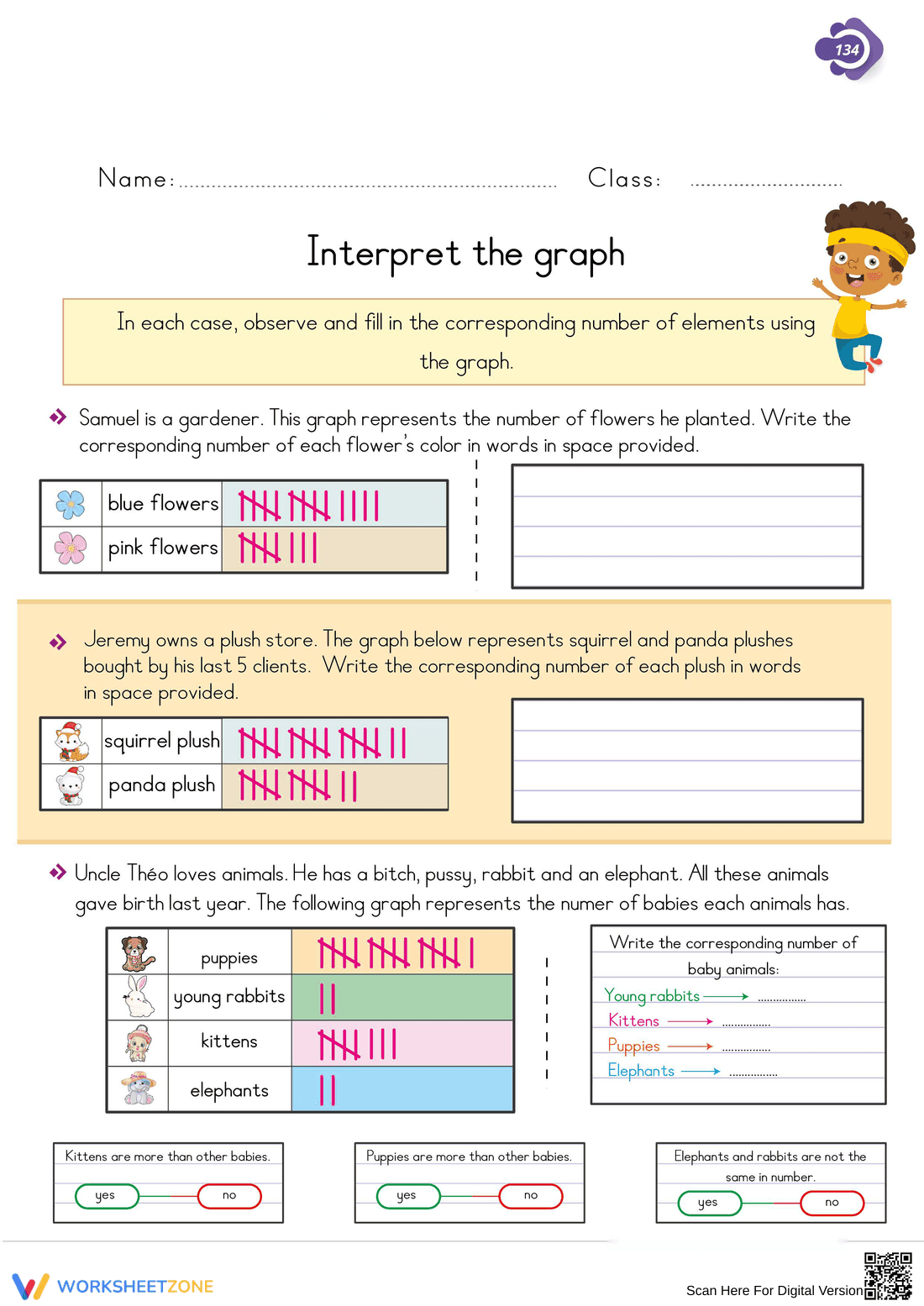 Grade 2 Graphing — Printable No-Prep Worksheet - Page 1