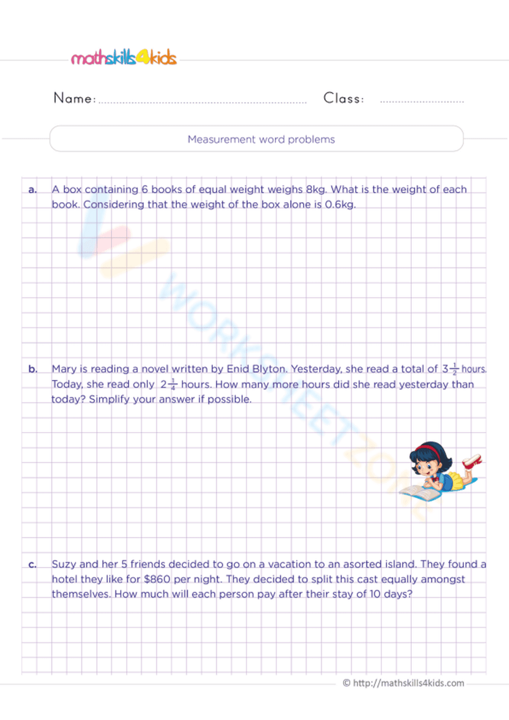 Measurement Worksheet for Practical Skills - Page 1
