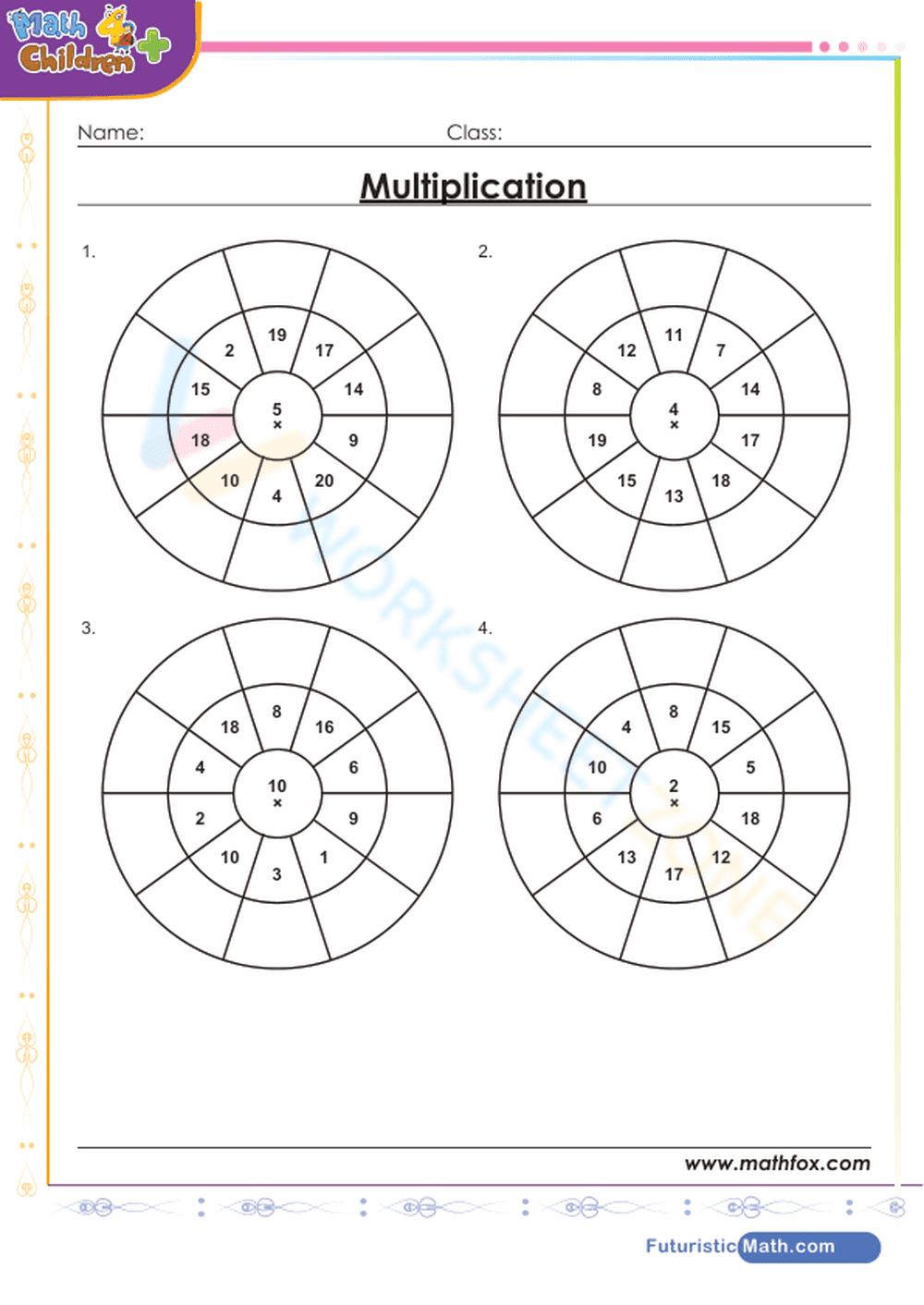 Multiplication Circle Drill Worksheet for Fluency - Page 1