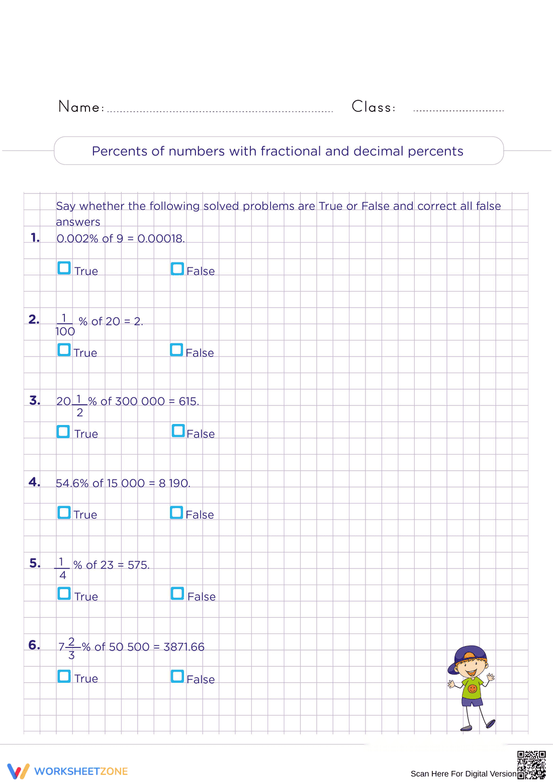 Calculate Percents of Numbers with Fractions Worksheet - Page 1