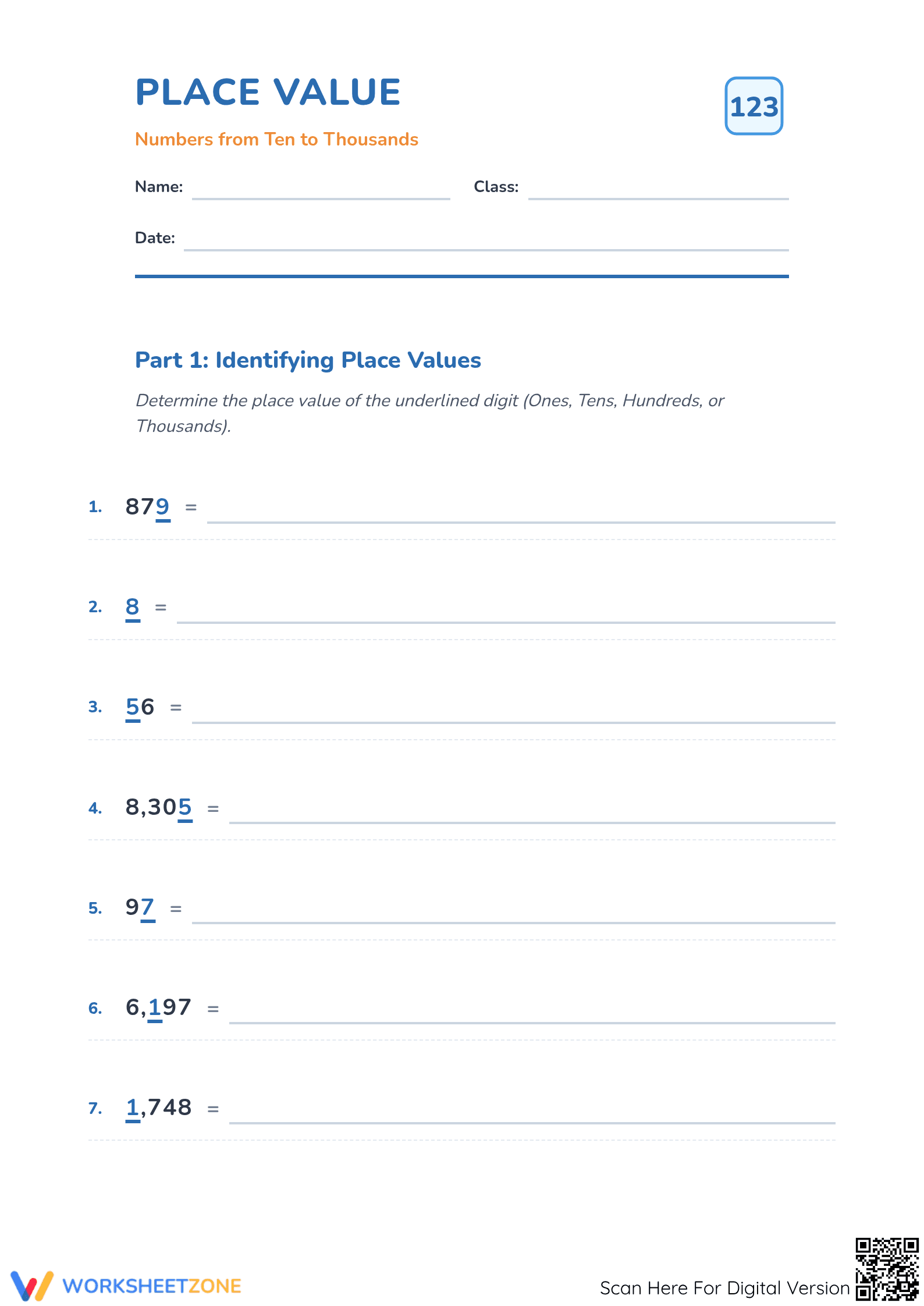 Grade 2 Place Value — Printable No-Prep Worksheet - Page 1