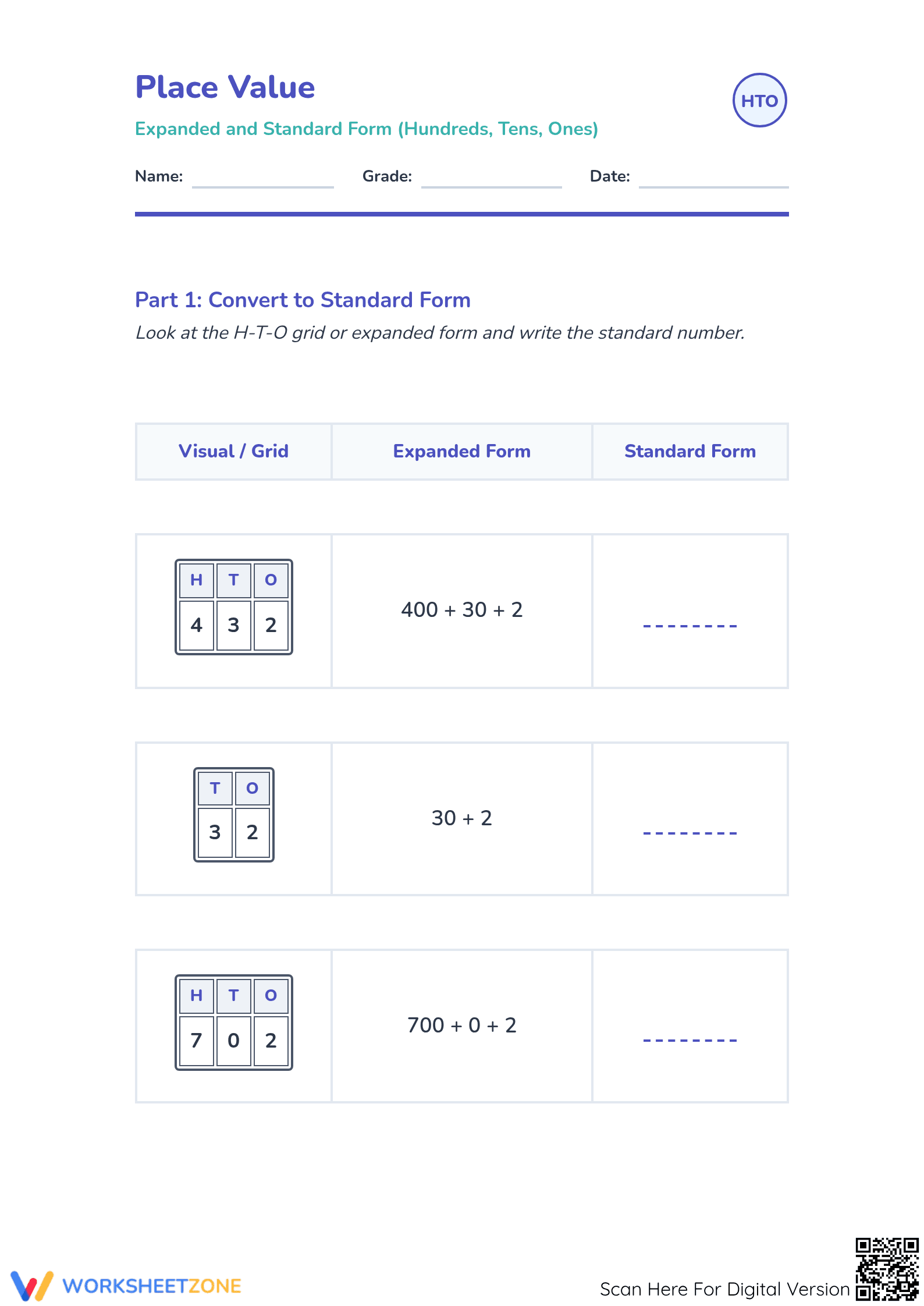 Essential Expanded Form Worksheet | Grade 2 Math - Page 1