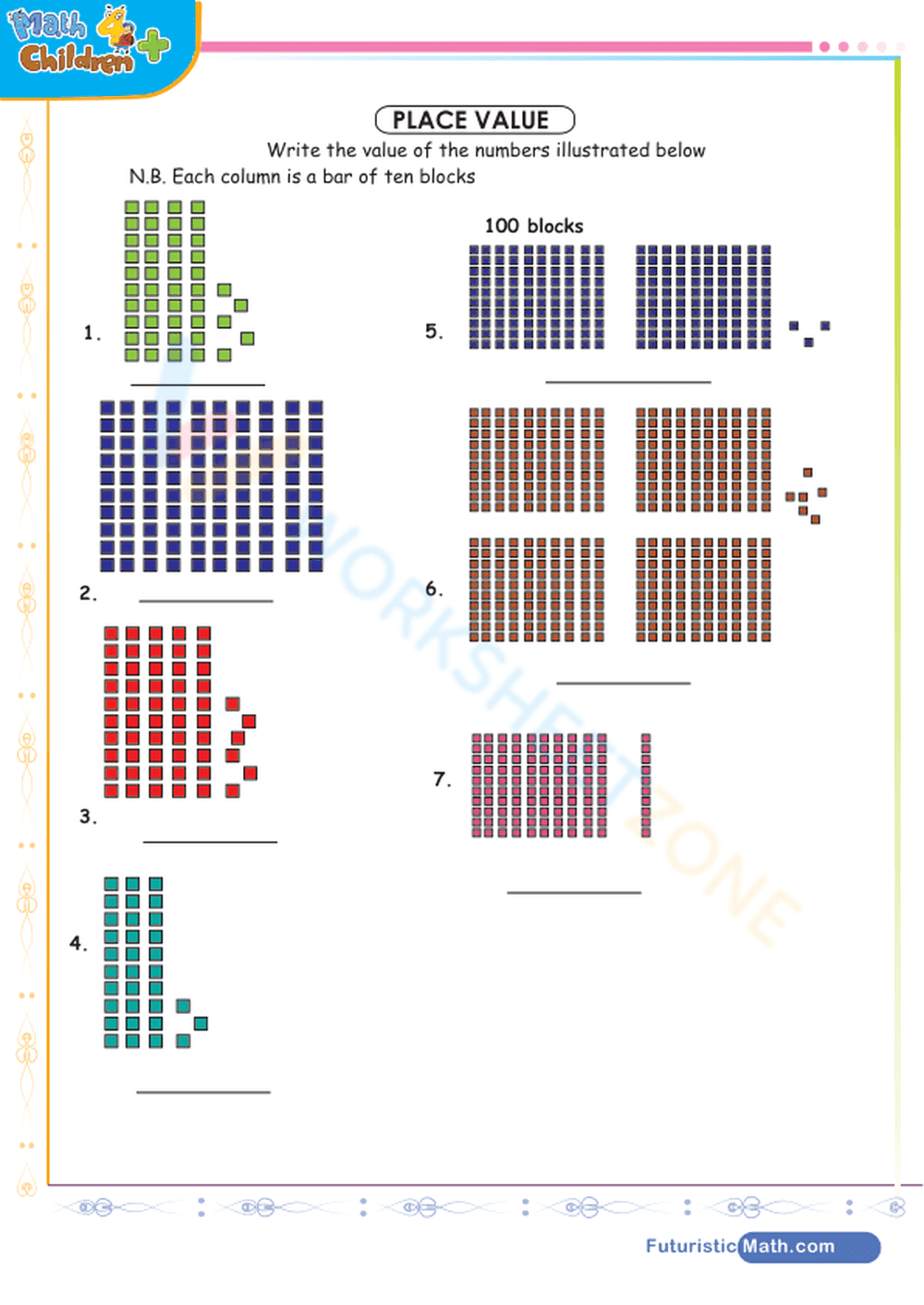 Visual Place Value Illustration Worksheet for Math - Page 1