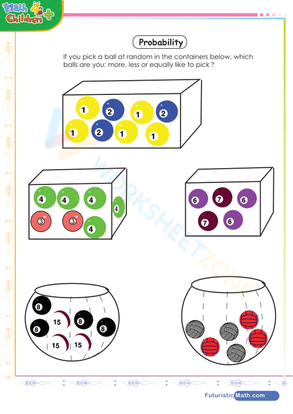 Calculate Probability with Balls in a Box Worksheet - Page 1
