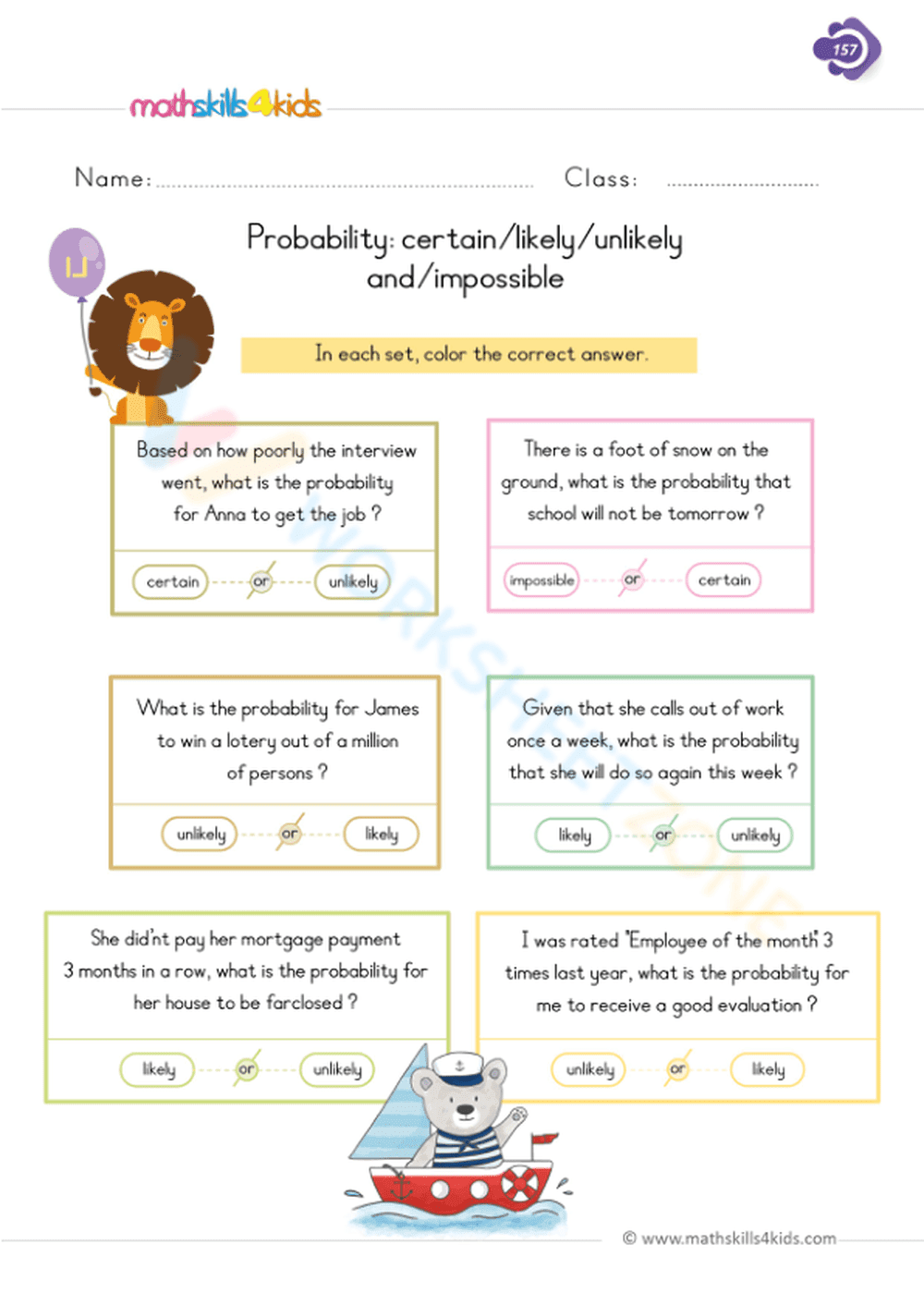 Probability: Certain, Likely, Unlikely, Impossible - Page 1