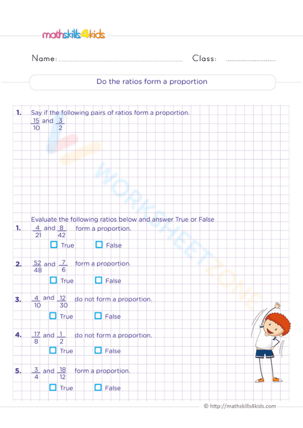 Grade 6 Ratios — Printable No-Prep Worksheet - Page 1