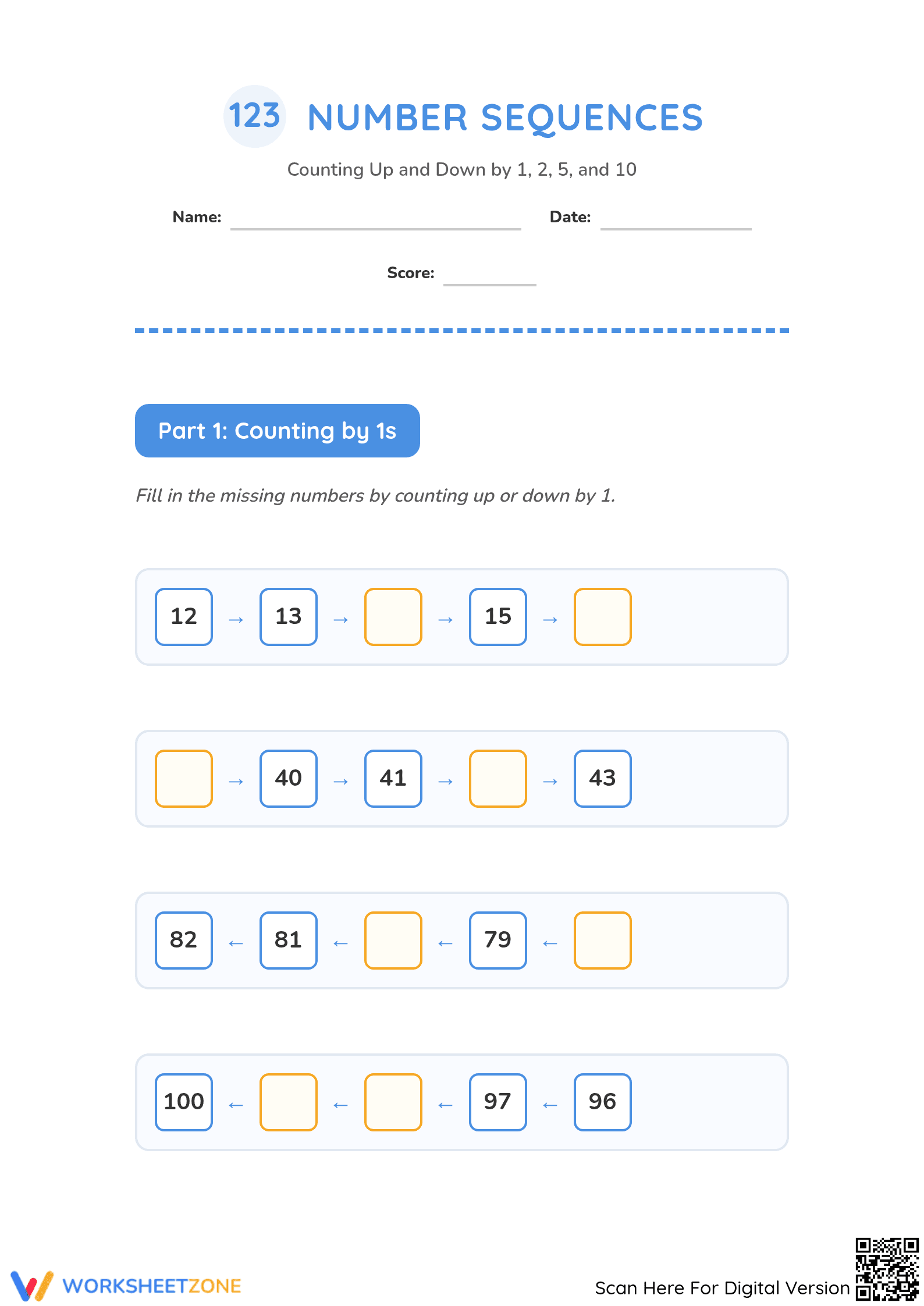 Printable Skip Counting Worksheet | Grade 2 Math - Page 1