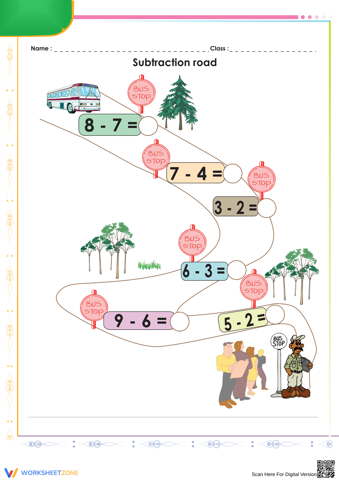 Subtraction Bus Stop Method - Page 1