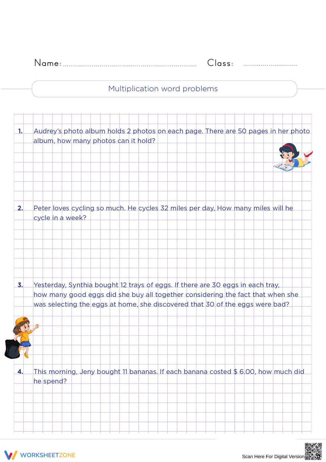 Multiplication Word Problems - Page 1