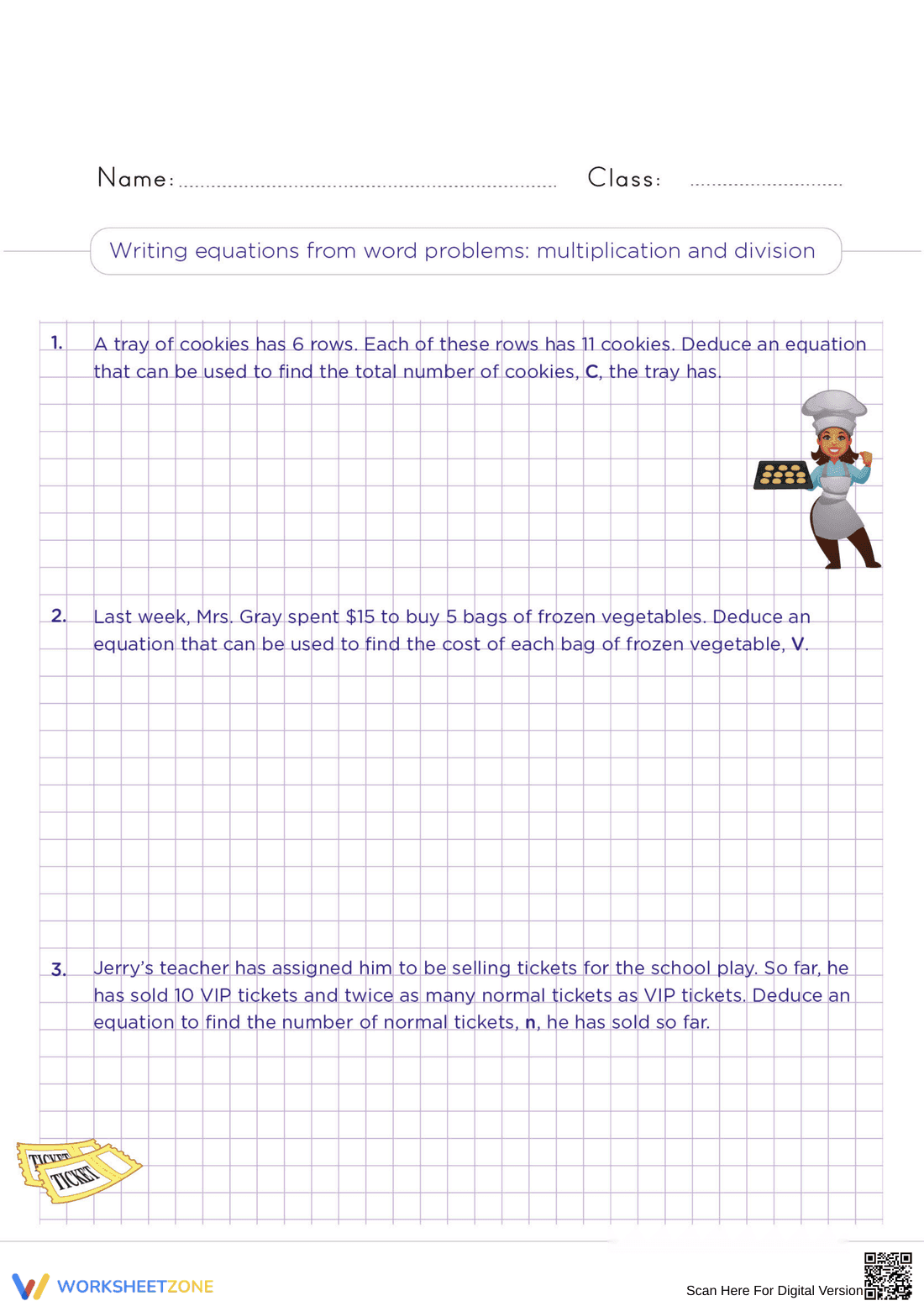 Writing Equations from Multiplication and Division Word Problems - Page 1