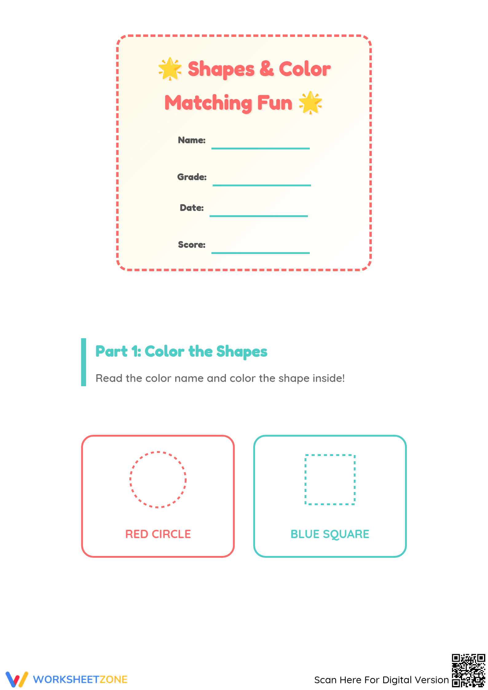 Kindergarten Shapes — Printable No-Prep Worksheet - Page 1