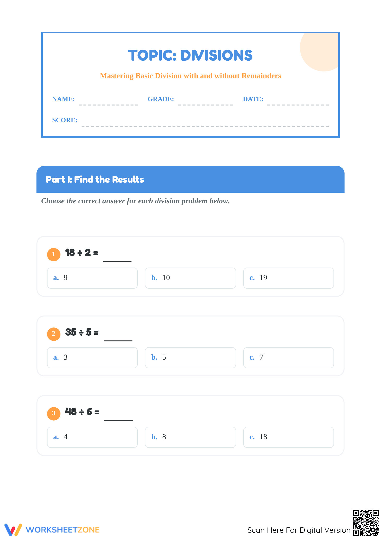 Printable Division Mastery Worksheet | Grade 4 Essential - Page 1