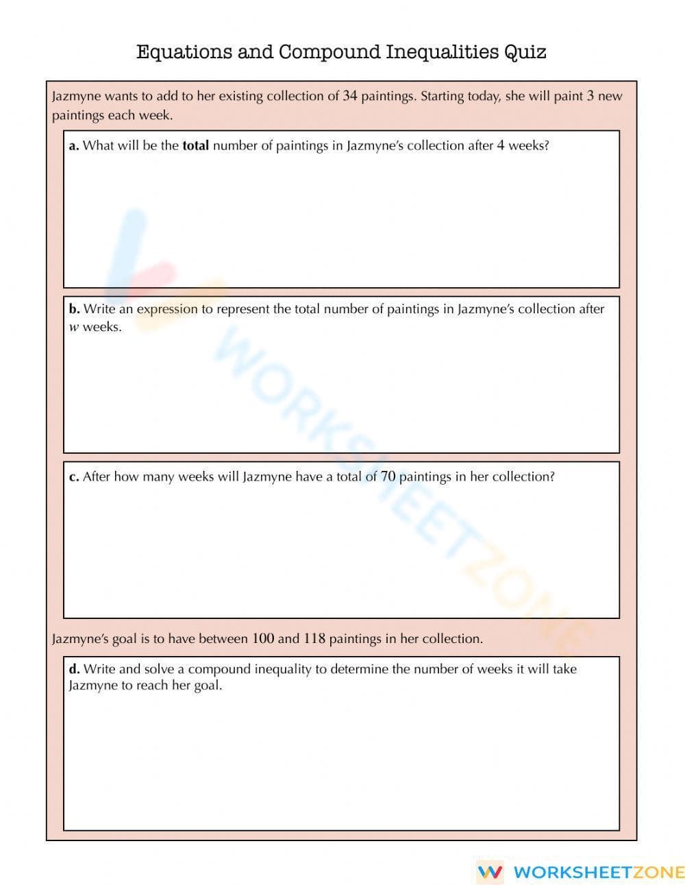 Equations and Compound Inequalities Quiz - Page 1