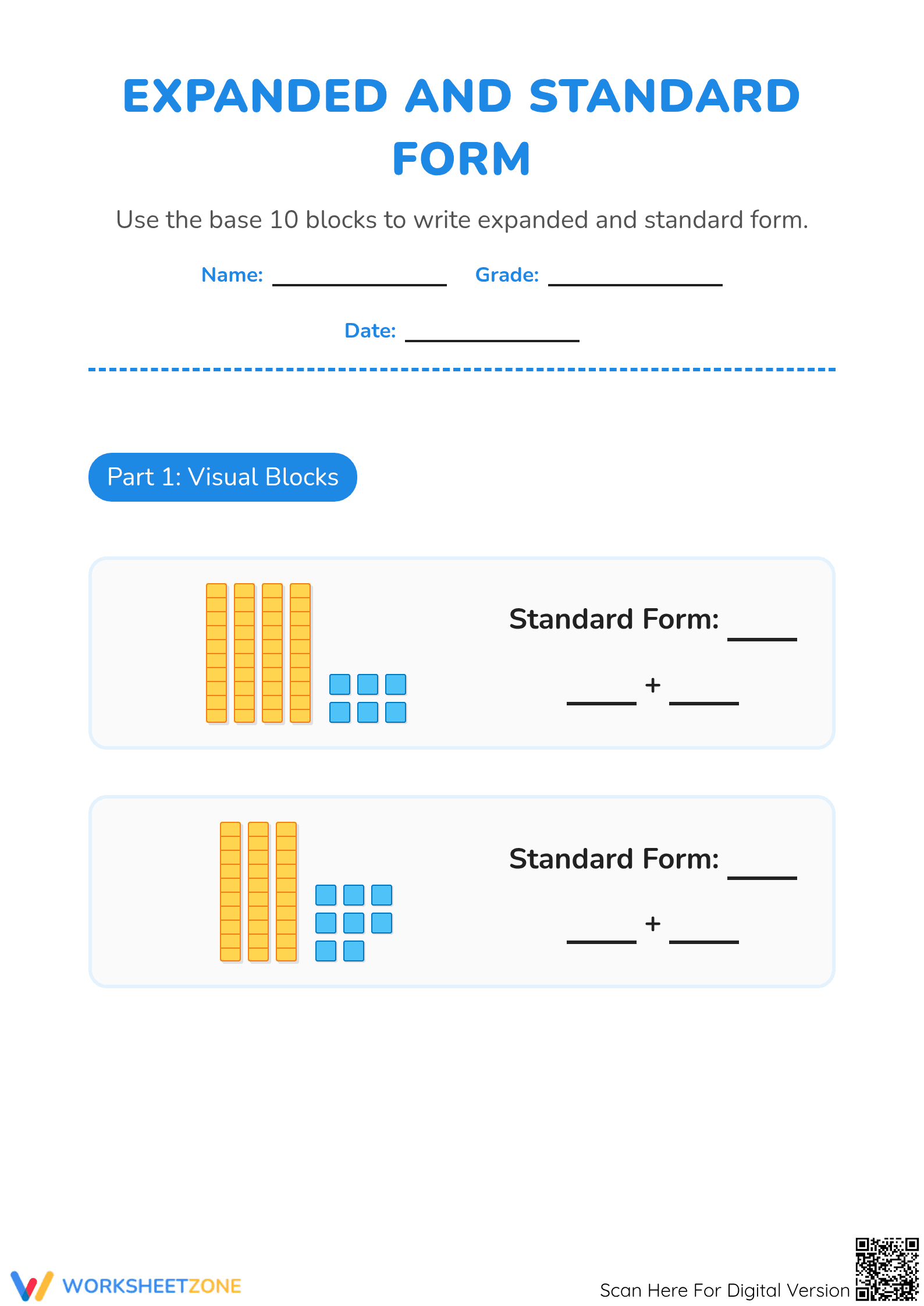 Printable Expanded Form Worksheet | Grade 2 Math - Page 1