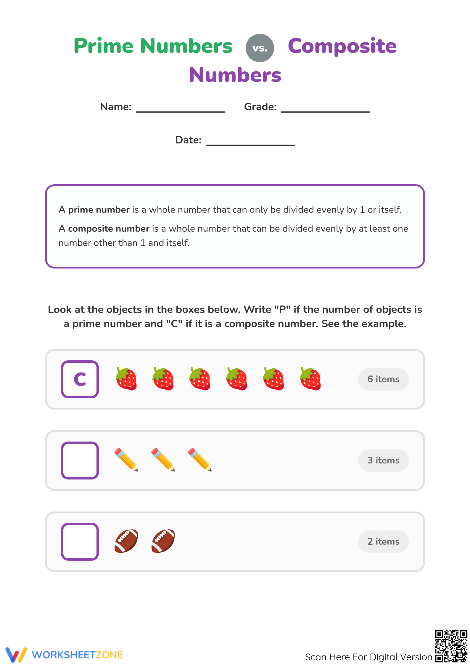 Printable Prime & Composite Numbers Worksheet | Grade 4 - Page 1