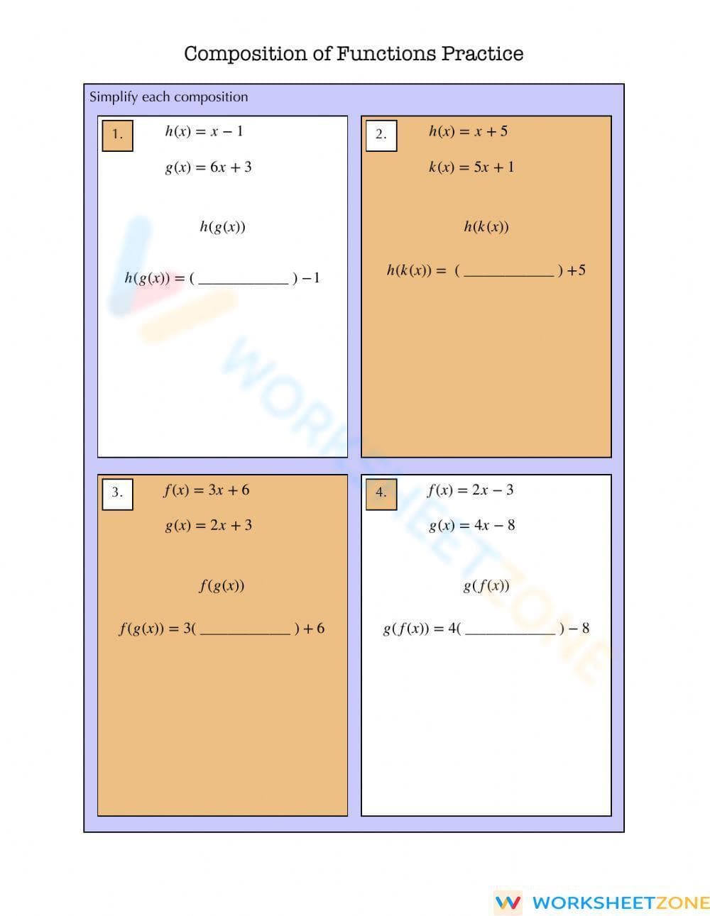 Composition of Functions Practice - Page 1
