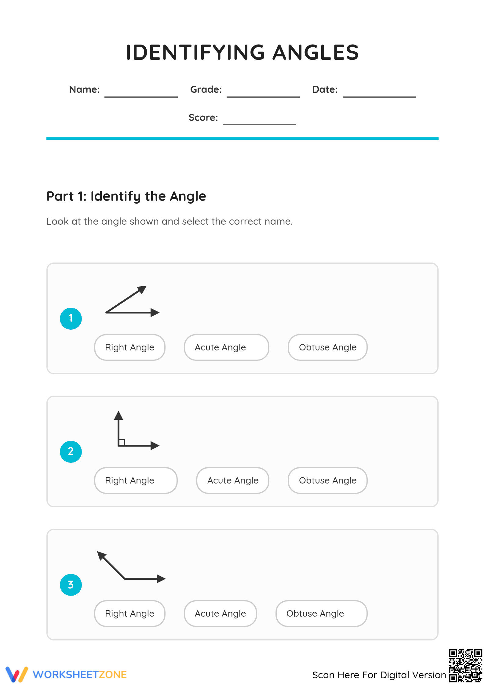 4.G.A.1 Worksheet: Identifying Angles — Grade 4 Aligned - Page 1