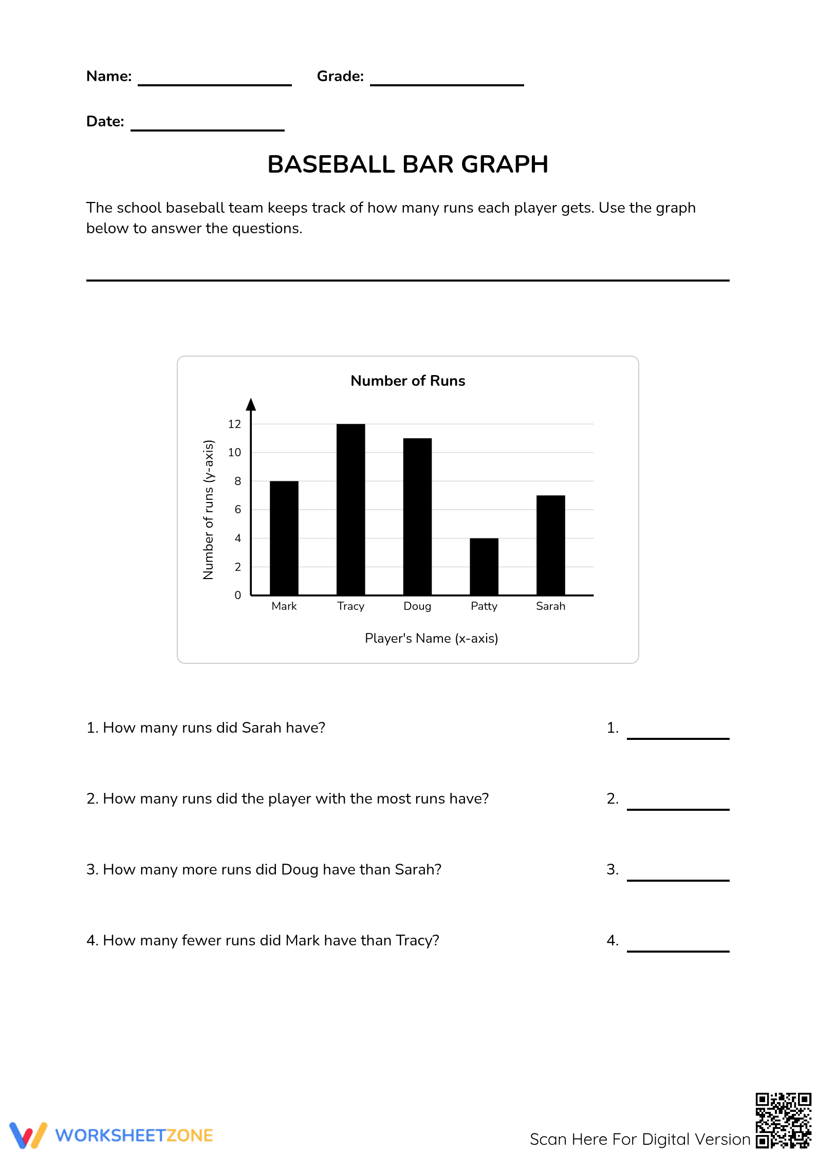 Grade 3 Graphing — Printable No-Prep Worksheet - Page 1