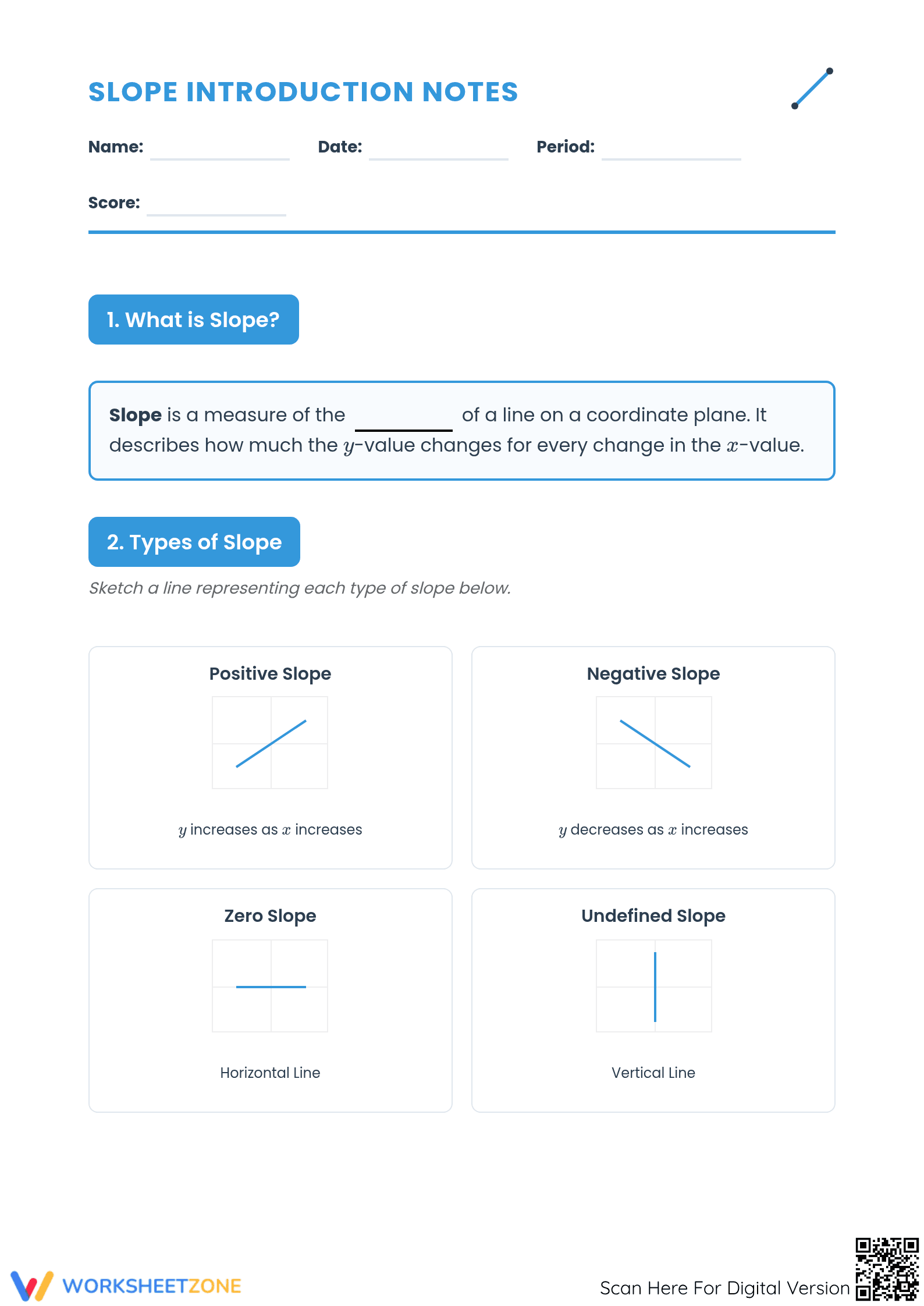 Essential Slope Introduction Notes | Grade 8-9 Aligned - Page 1