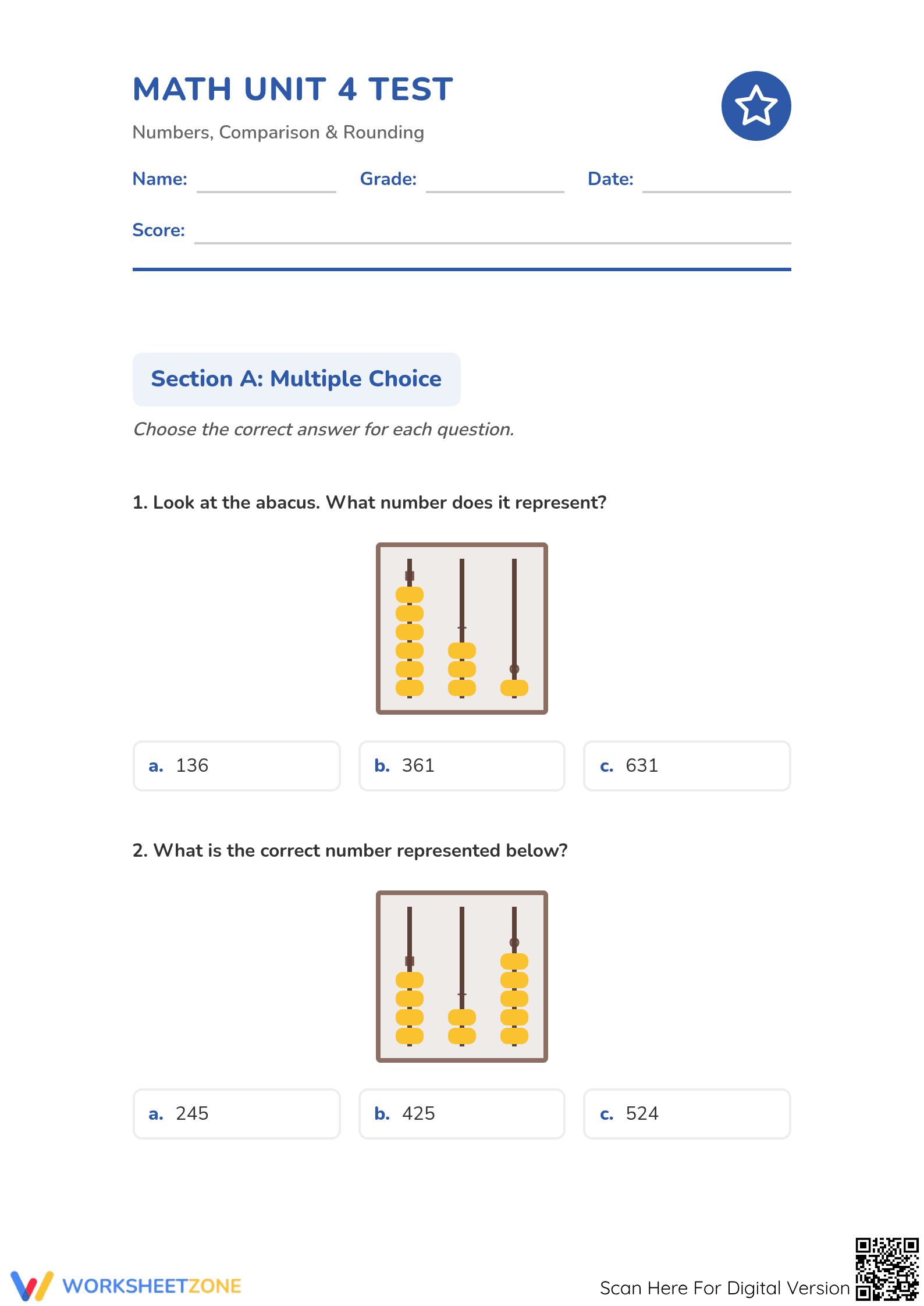 3.NBT.A.2 Complete Unit Test: Grade 3 Math Aligned - Page 1