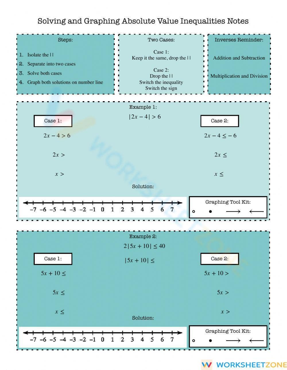 Solving and Graphing Absolute Value Inequalities - Page 1