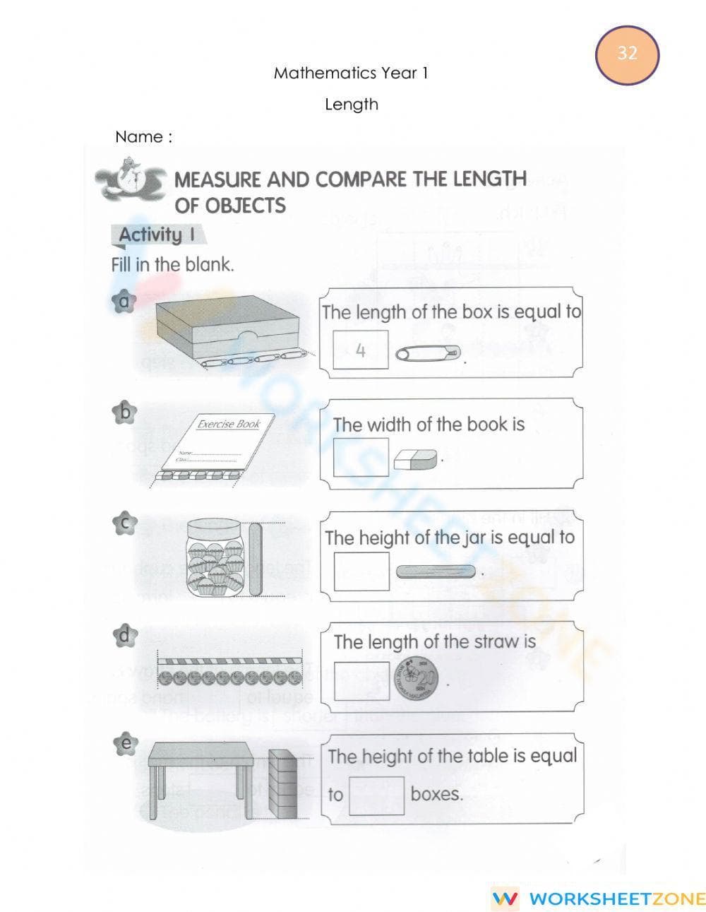 Measure and compare the length of objects - Page 1