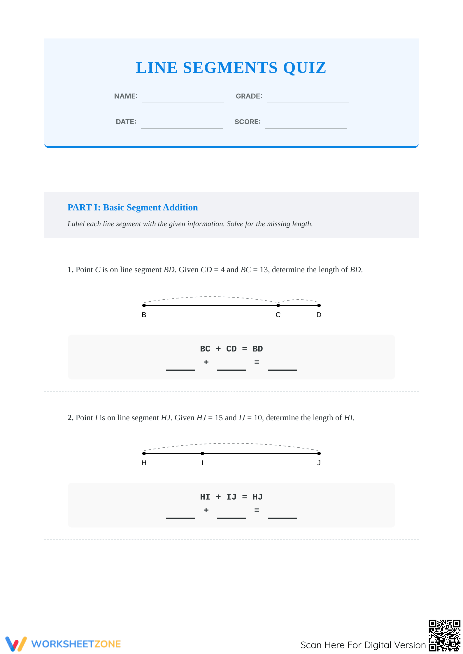 HSG-CO.A.1 Worksheet: Line Segments — Grade 9-10 Aligned - Page 1