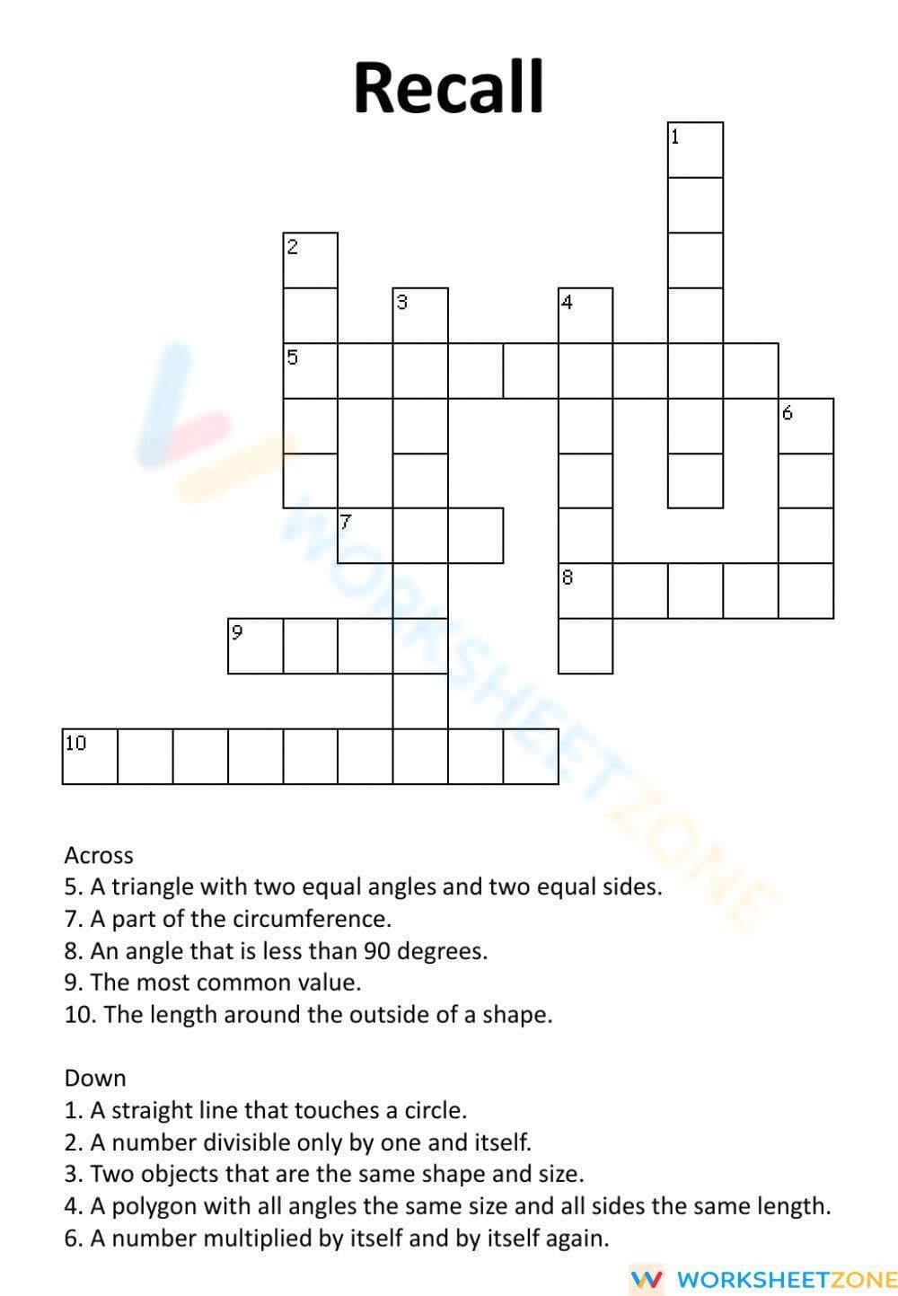 Recall Crossword - Page 1