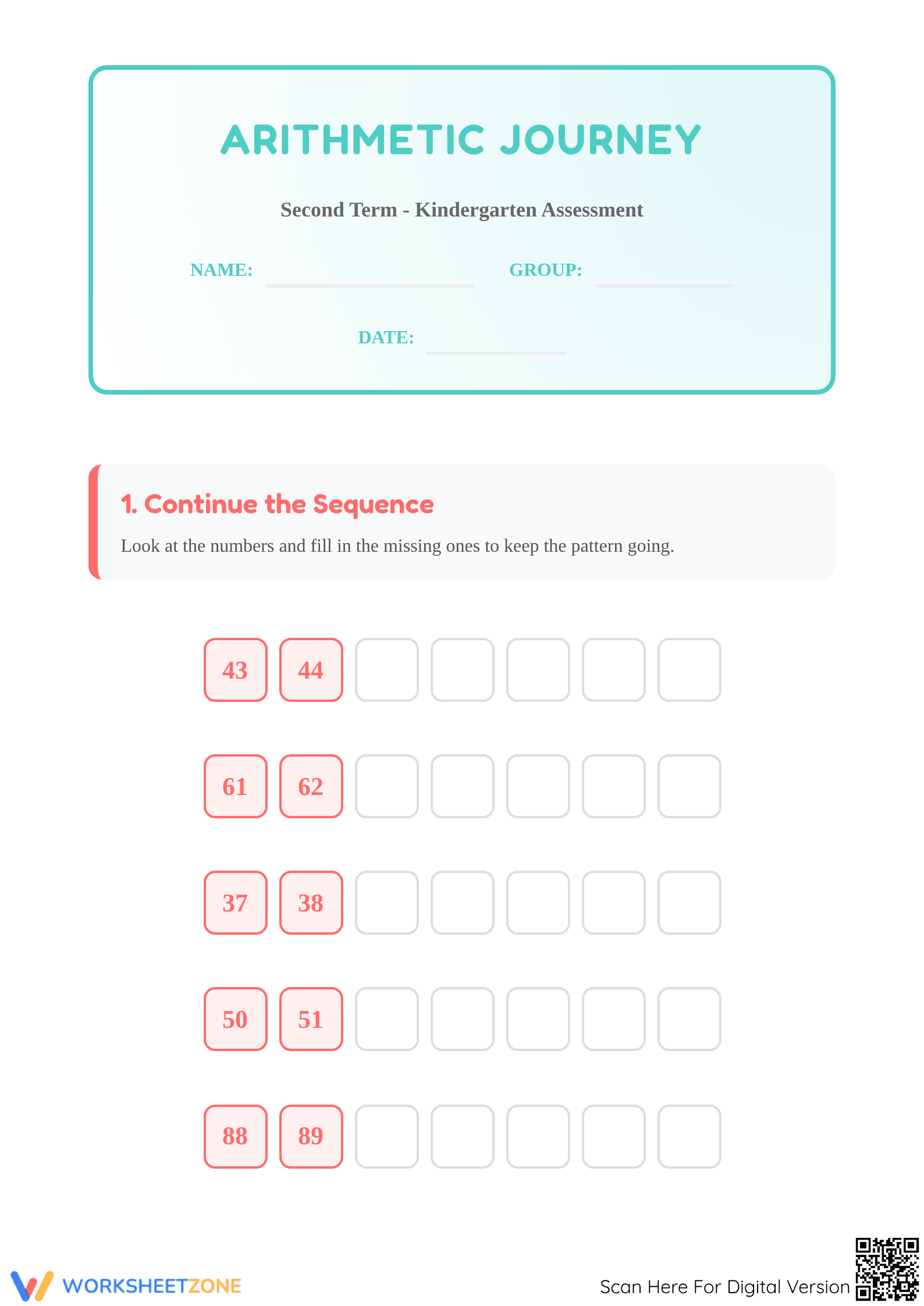 K.OA.A.1 Worksheet: Math Evaluation — Printable Grade K - Page 1