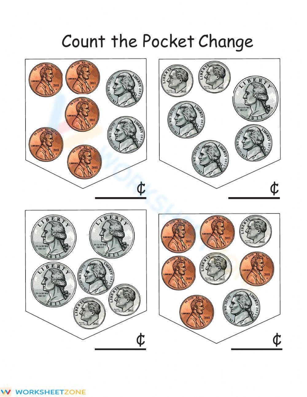 Counting Coins Worksheet | Grade 2 Essential Math - Page 1