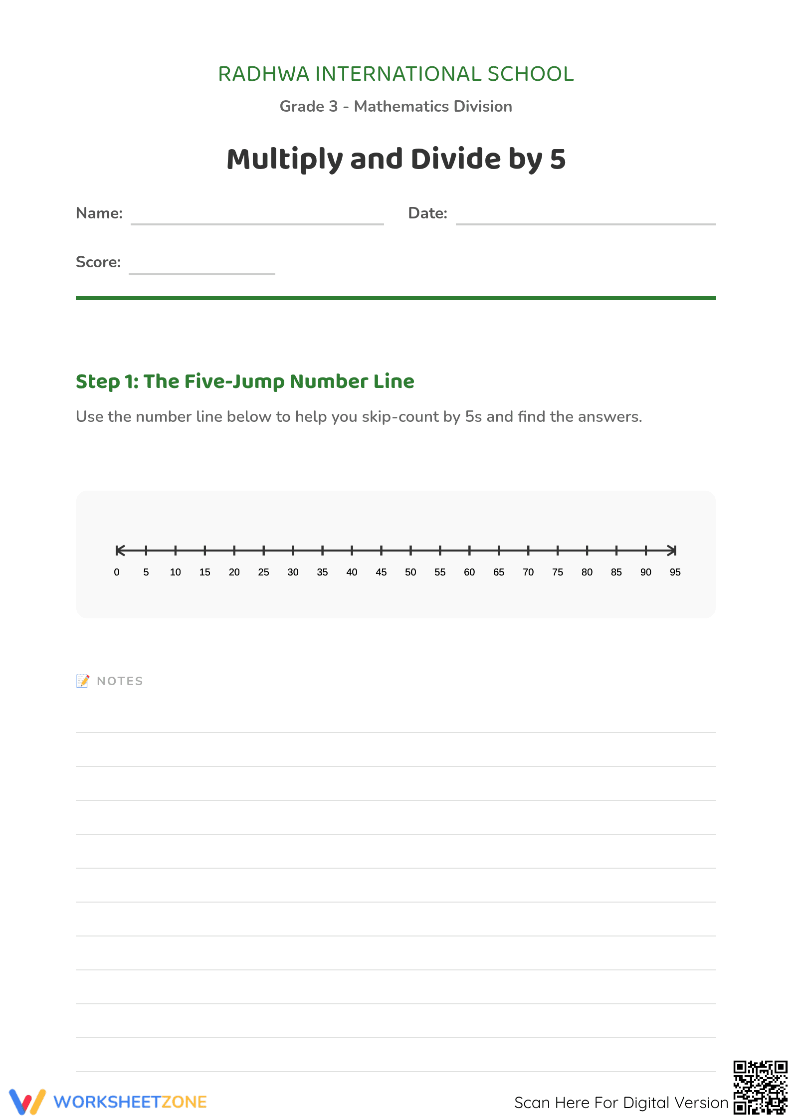 Multiply and Divide by 5 Worksheet | Printable Grade 3 Math - Page 1