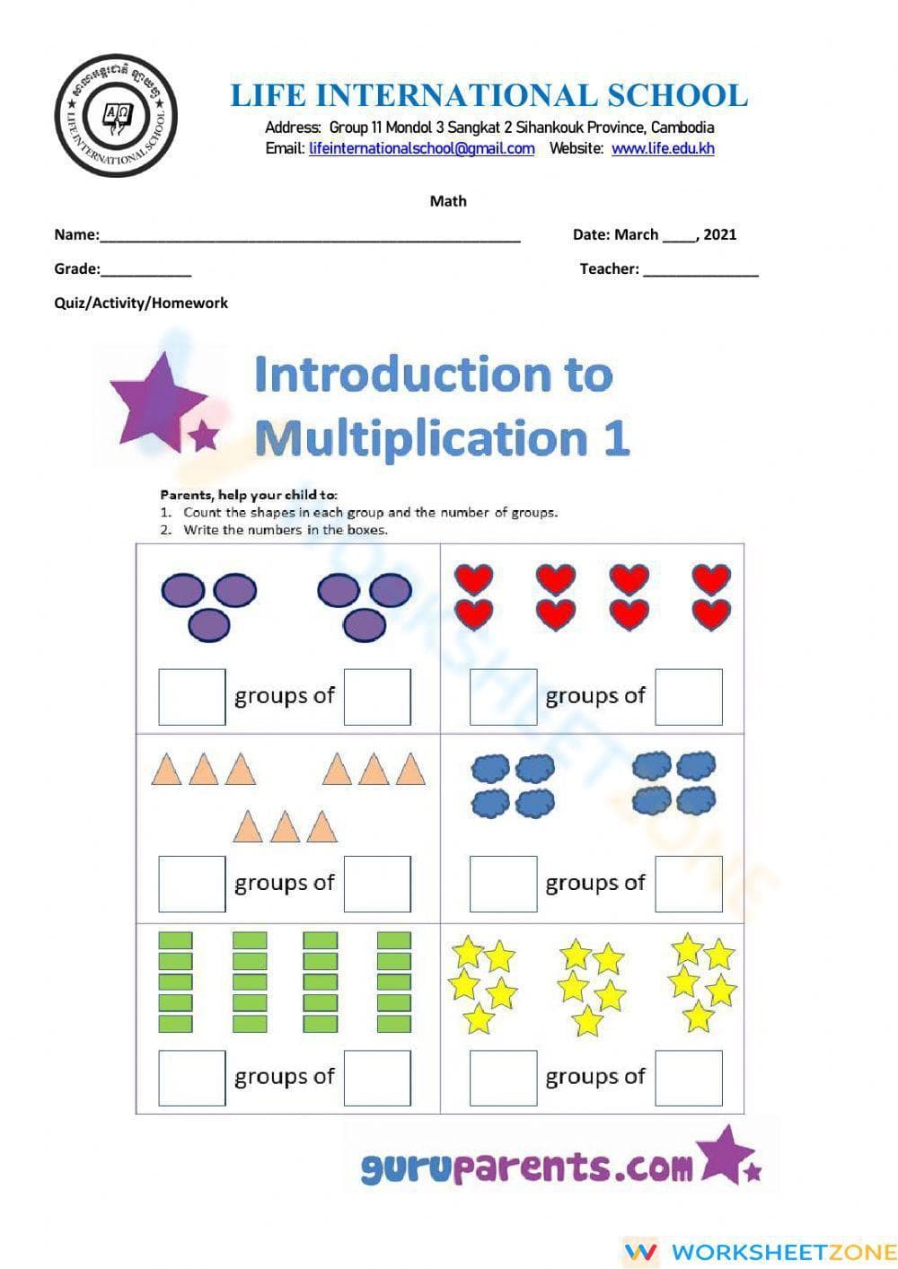 Concept of Multiplication - Group - Page 1