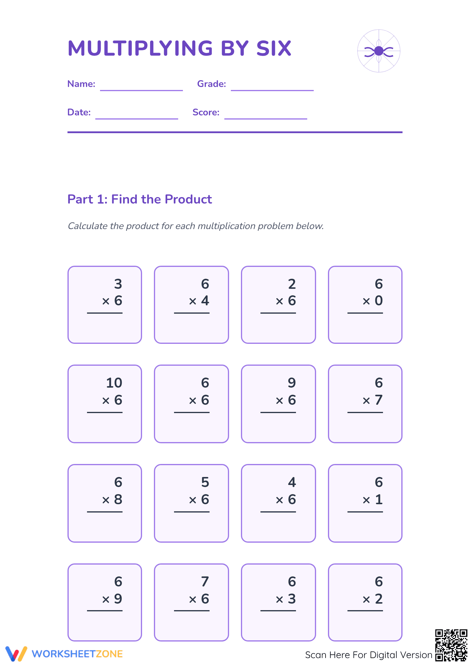 Essential Multiply by 6 Practice Worksheet | Grade 3 Math - Page 1
