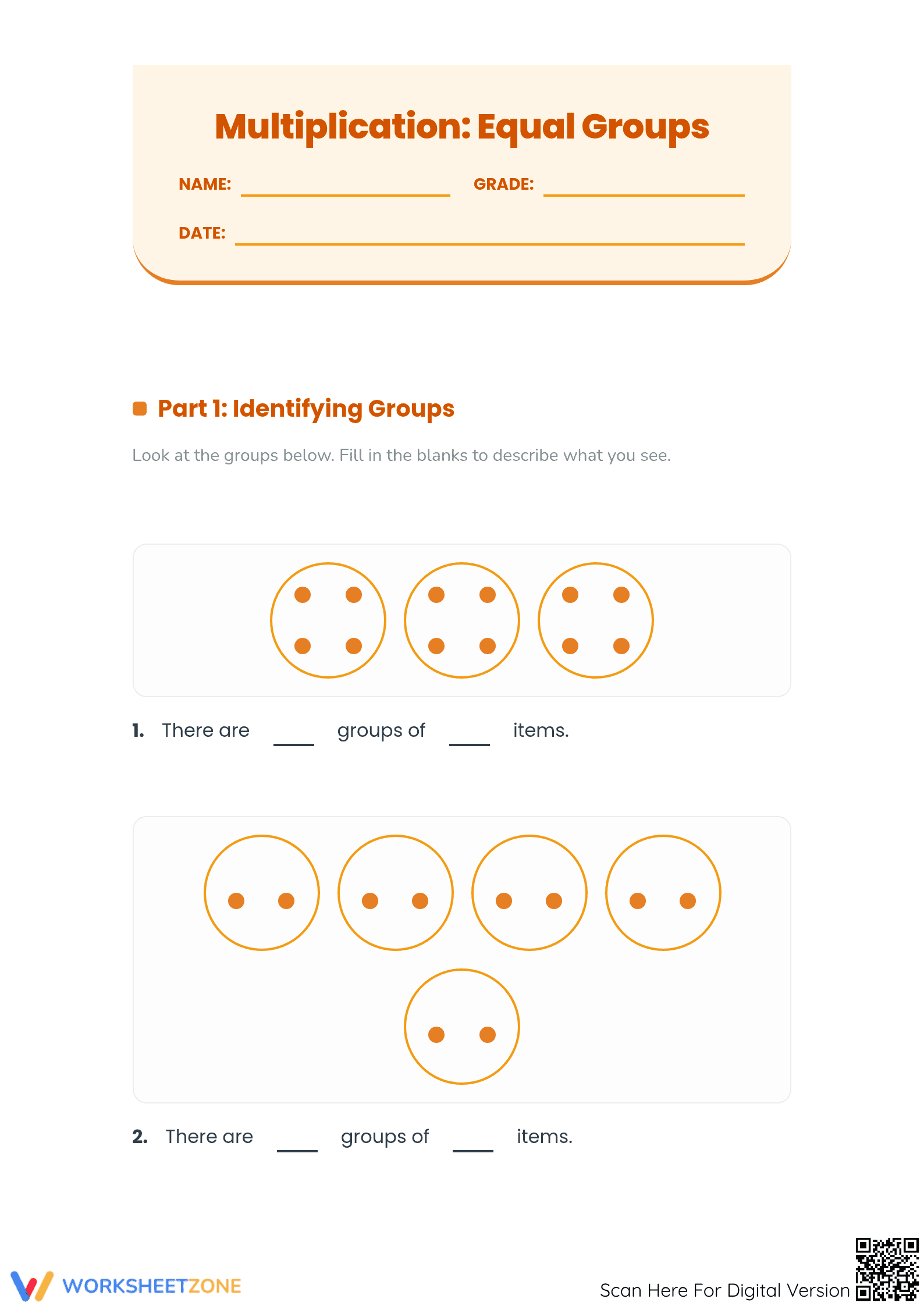 Essential Equal Groups Multiplication Worksheet | Grade 3 - Page 1