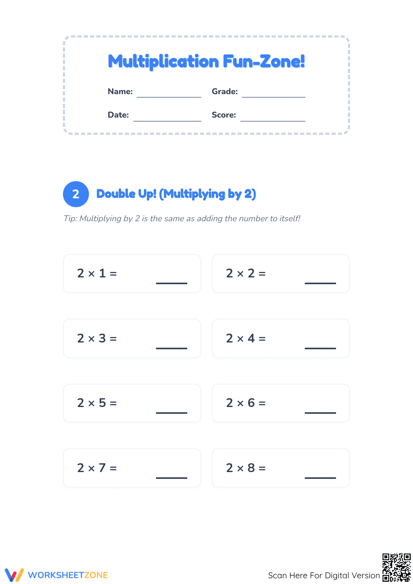 Printable Multiplying by 2, 5, and 10 Worksheet | Grade 3 - Page 1