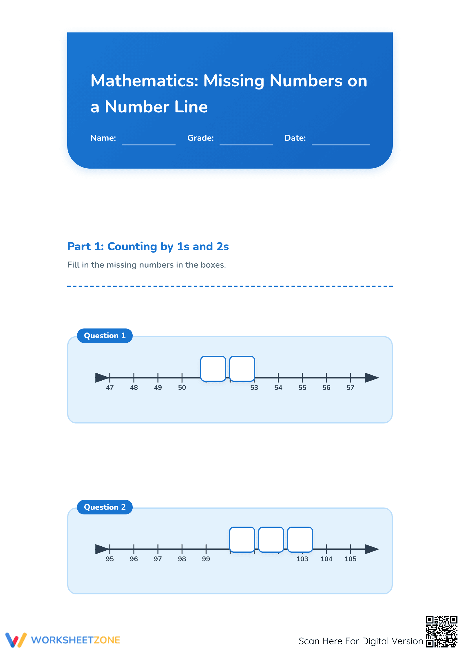 Essential Number Line Patterns Worksheet | Grades 2-4 - Page 1