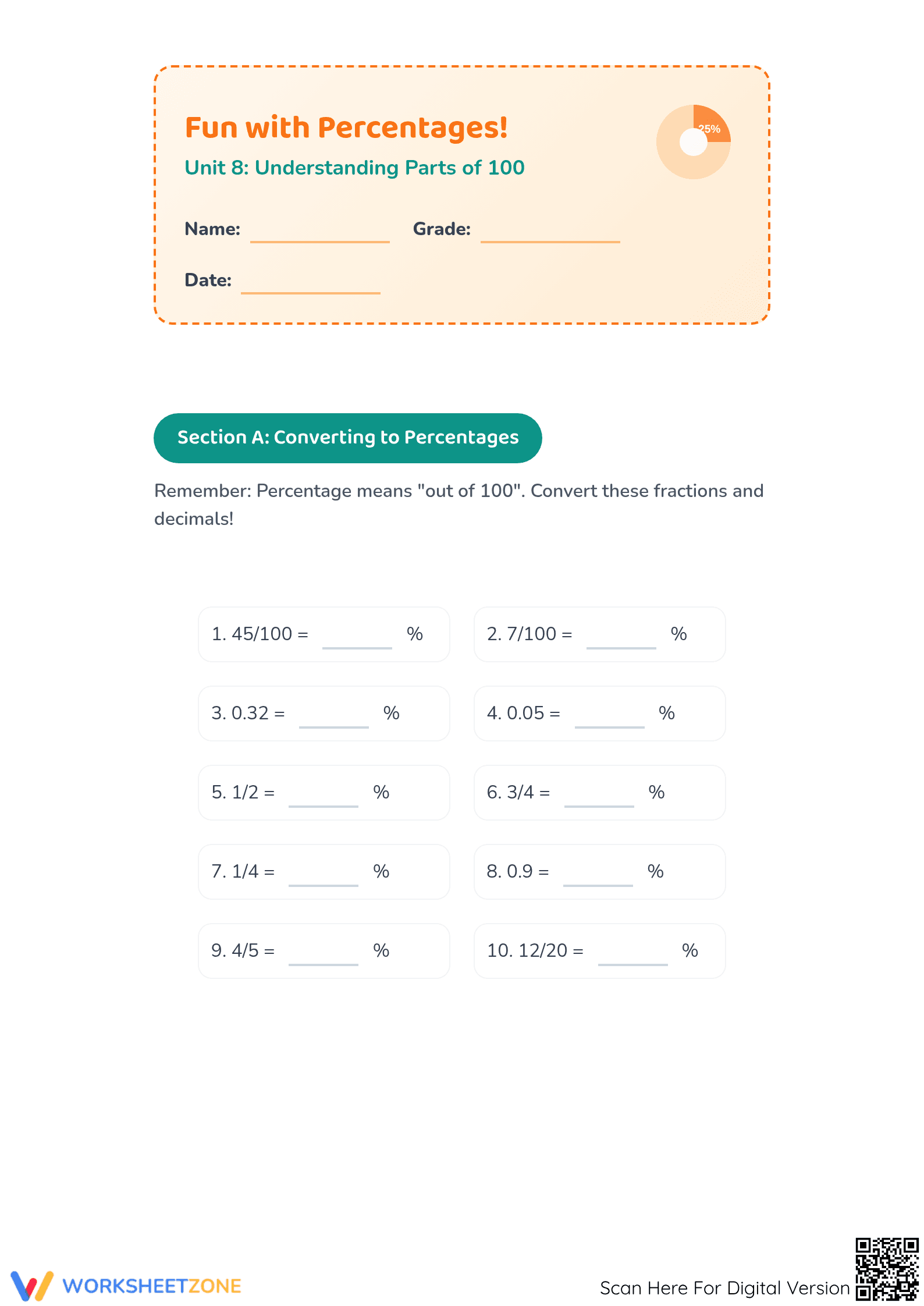 Essential Percentage Practice Worksheet | Grade 5 Math - Page 1