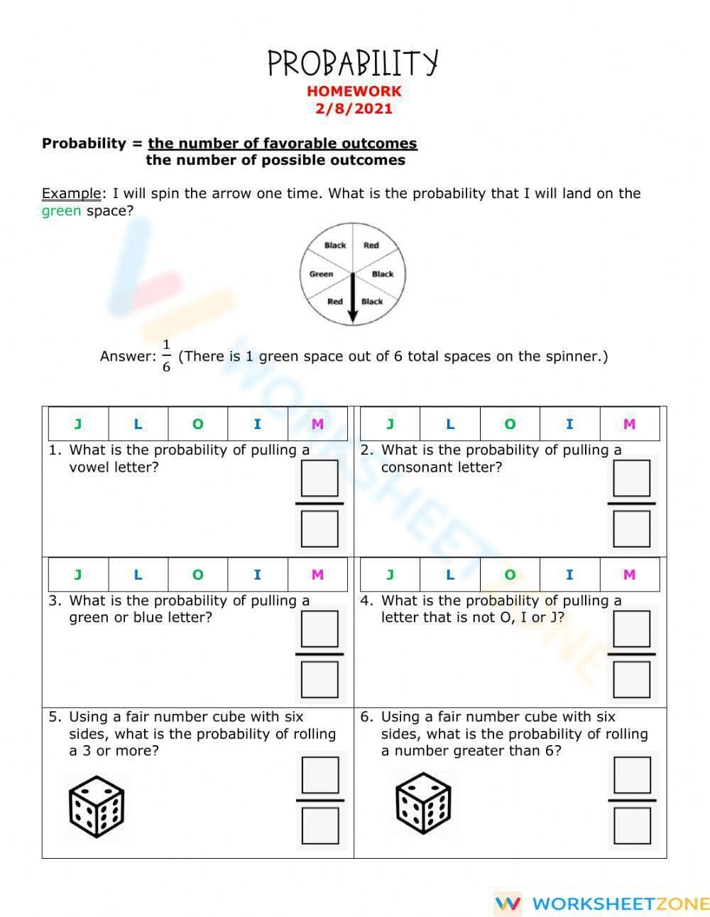 Probability with Fractions - Page 1