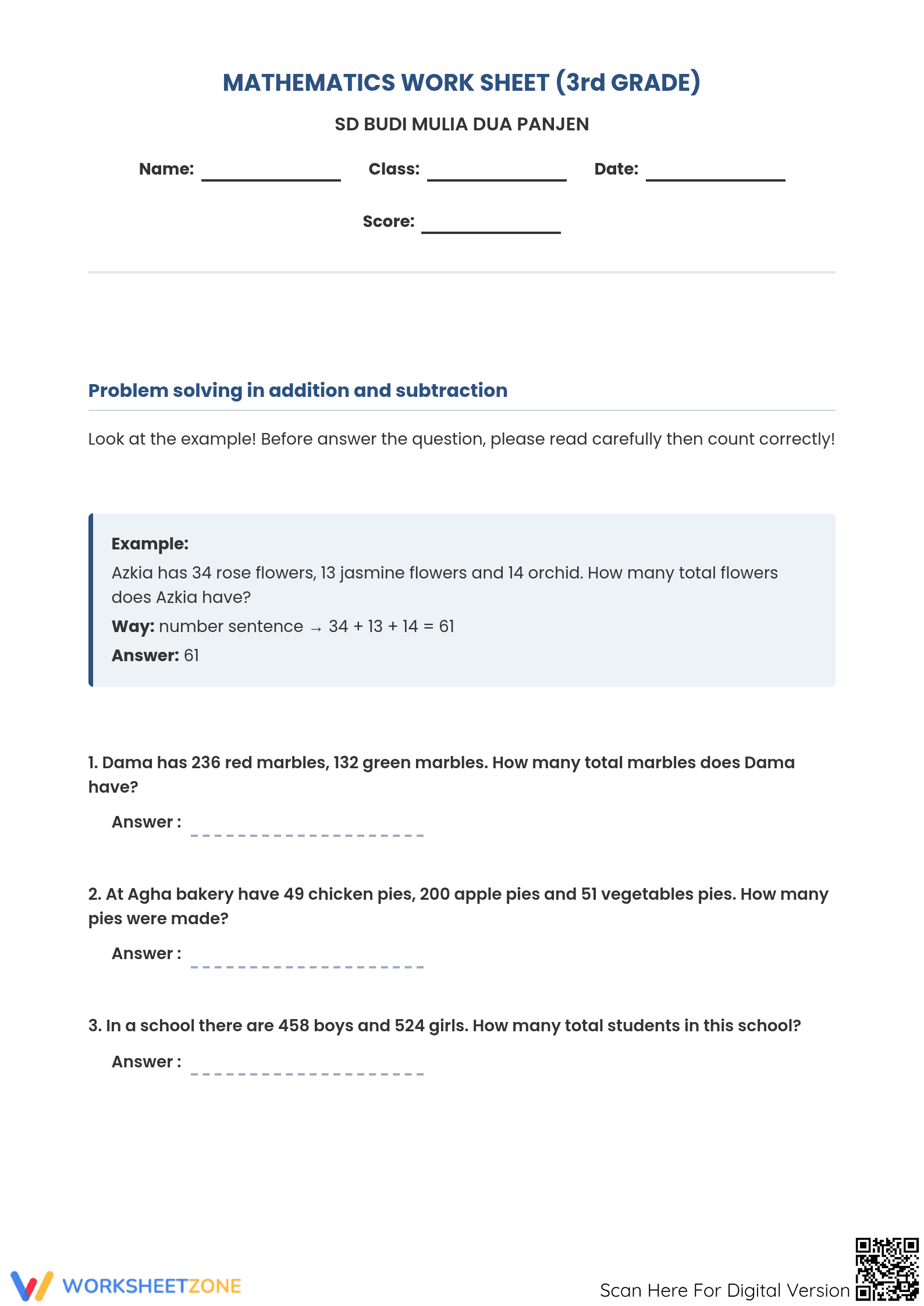 Essential Grade 4 Addition and Subtraction Word Problems - Page 1