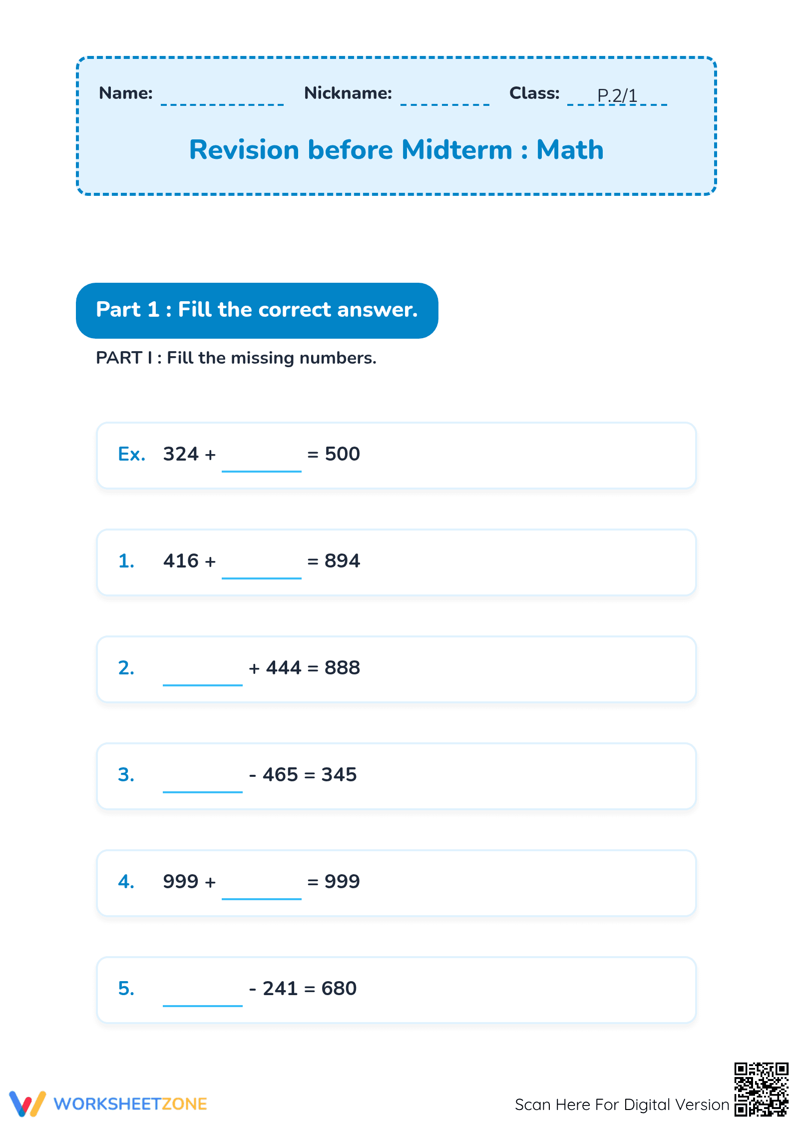 Essential Grade 2-3 Math Revision | Printable Midterm Review - Page 1